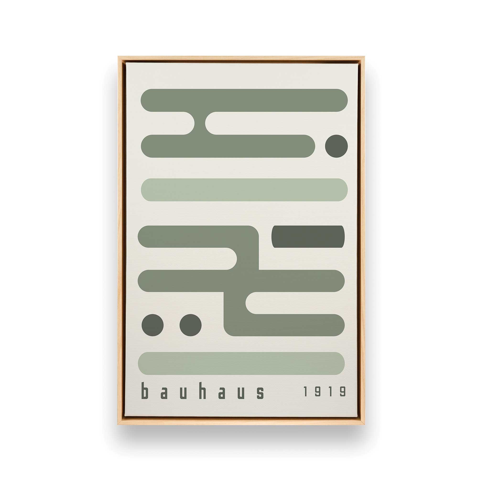 Bauhaus Minimalist Green Circuitry Art Print on Canvas - Modern Abstract Wall Decor for Living Room, Office & Bedroom