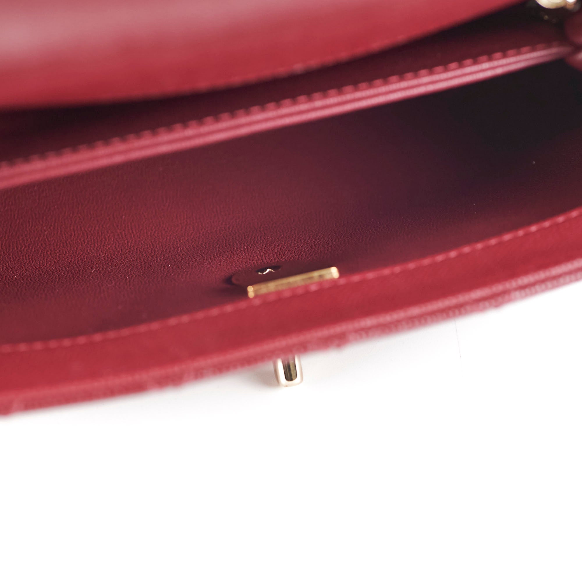 Chanel Small Coco Handle Bag in Burgundy Caviar Leather with Lizard Embossed Detailing - Perfect for Evening Events & Luxury Fashion Accessories