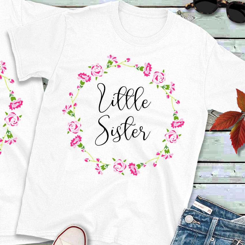 Floral Ring T-Shirts for Big Sister & Little Sister - Matching Sibling Outfits for Family Photos & Special Occasions