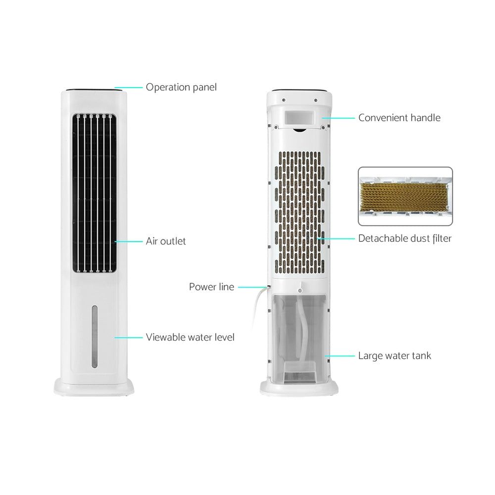 Portable 6L Tower Evaporative Air Cooler with Humidifier - Quiet Cooling Fan for Home, Office & Outdoor Use