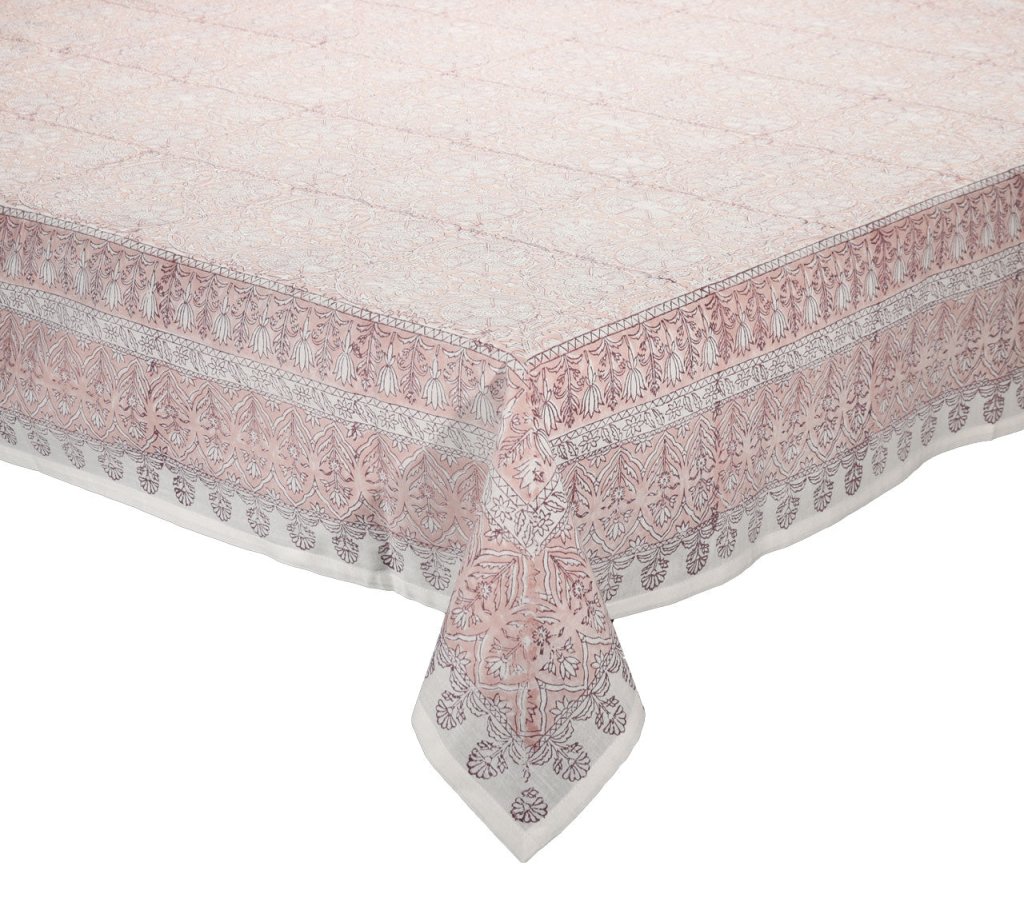 Elegant Mauve Provence Tablecloth - French Country Style Cotton Table Cover for Dining Room, Kitchen, or Outdoor Picnic