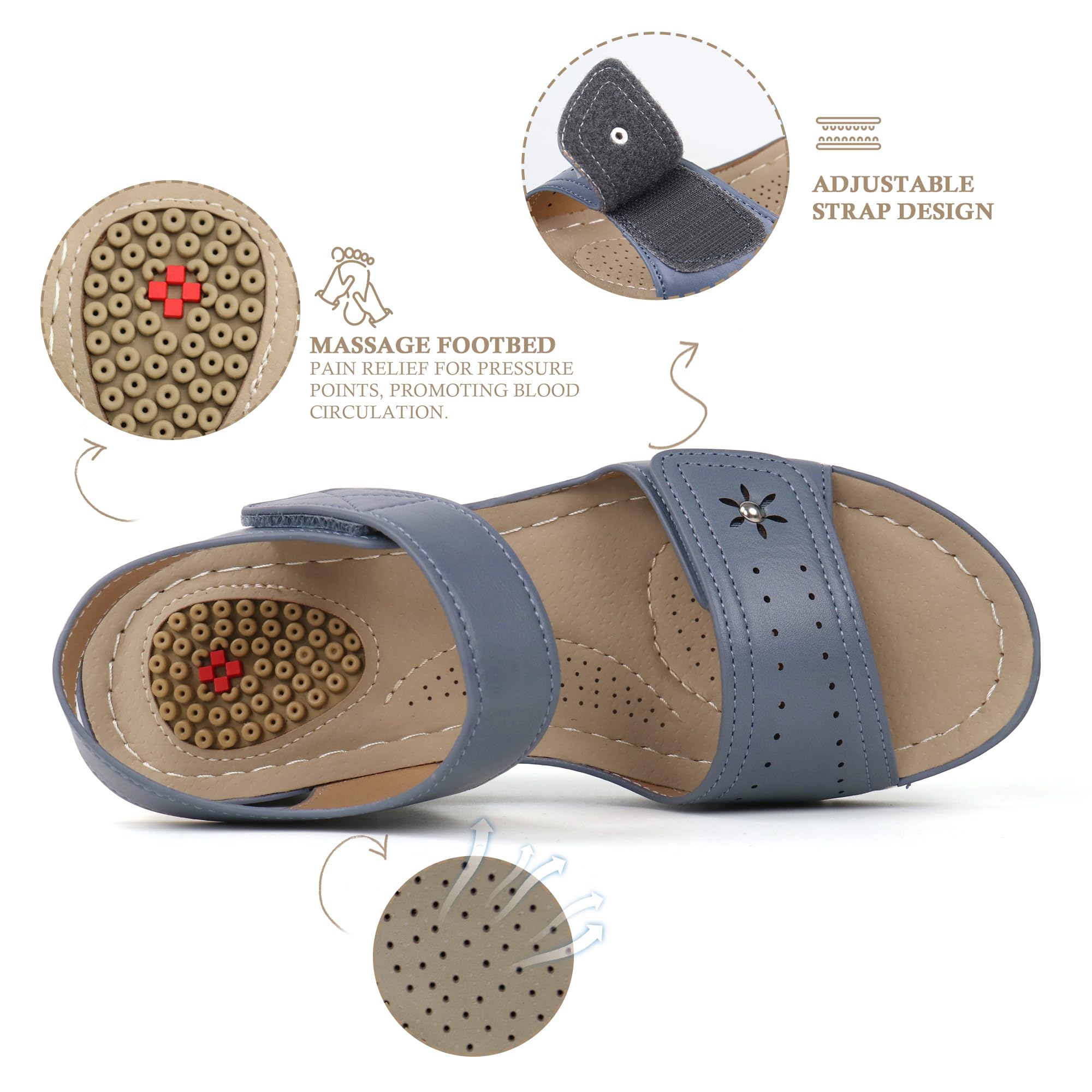 **JABASIC Women's Comfortable Orthotic Walking Sandals – Arch Support for Flat Feet & Plantar Fasciitis – Perfect for Travel, Hiking & Everyday Wear**
