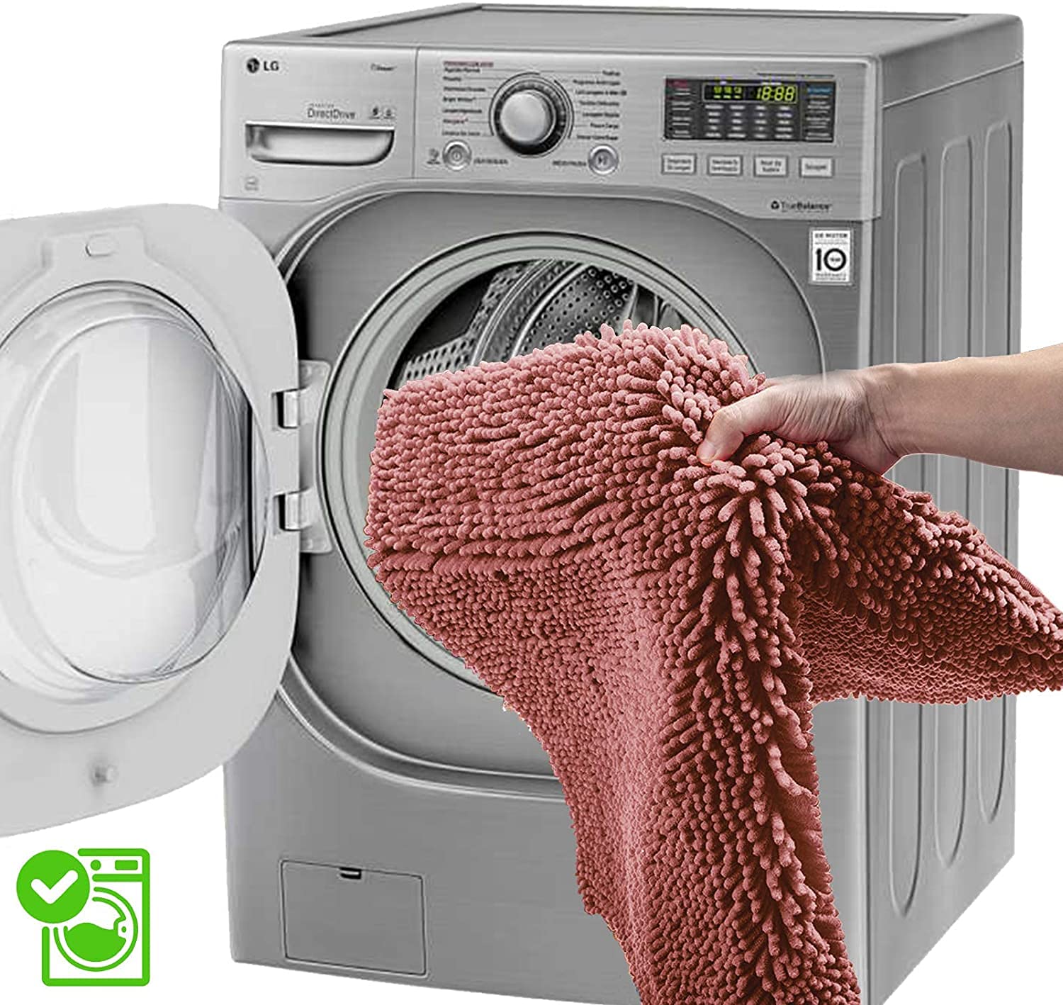 Premium Chenille Bath Mats Set of 3 - Ultra Soft Non-Slip & Super Absorbent Bathroom Rugs in Misty Rose - Plush Shaggy Bath Mat for Bathroom, Tub & Shower - Perfect for Cozy Bathrooms & Spa-Like Relaxation