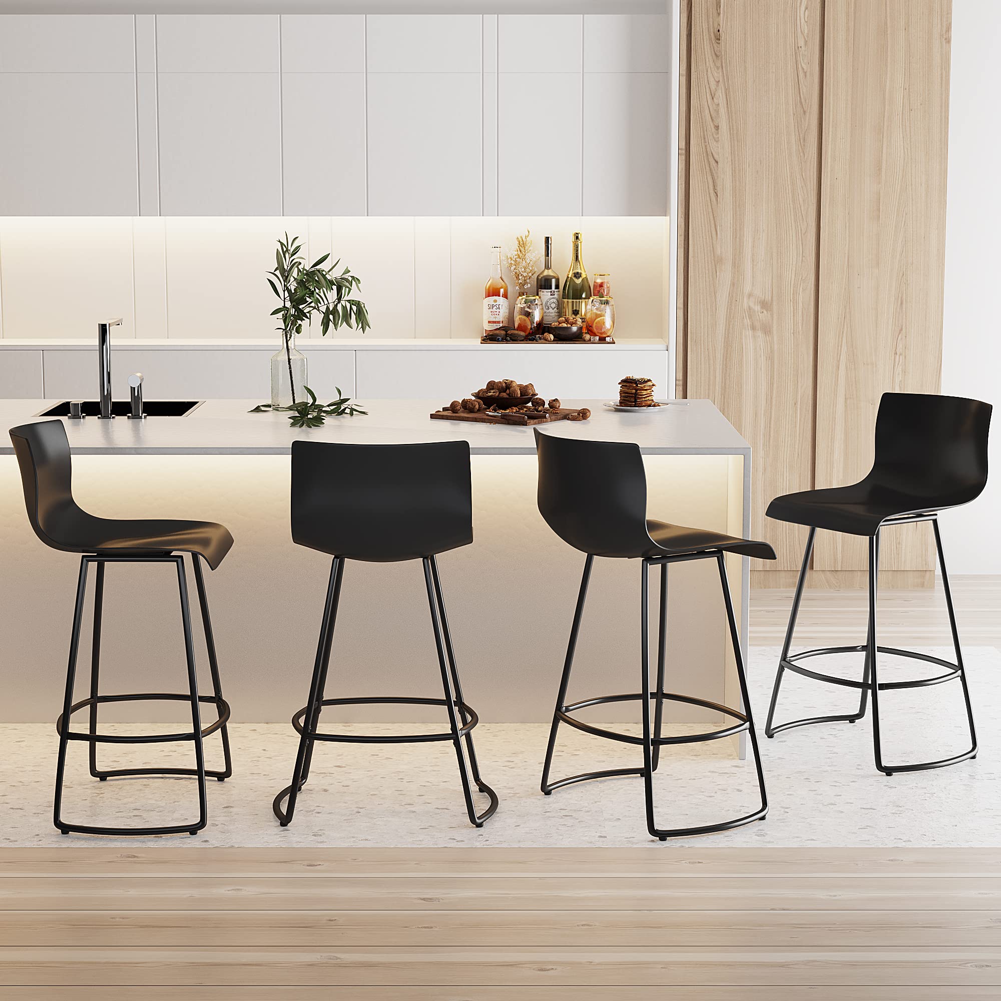 4-Piece Modern Swivel Bar Stool Set with Back - 24