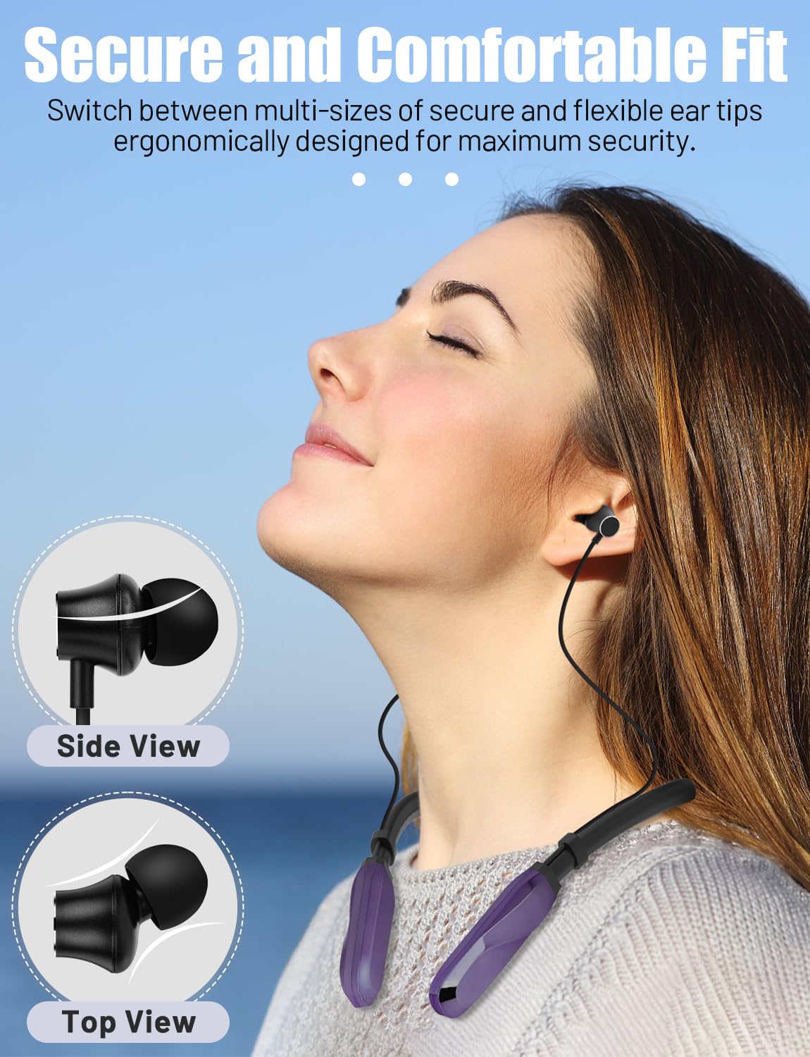 Wireless Bluetooth Neckband Headphones - 120H Playtime, Stereo Sound, Built-in Mic, IPX5 Waterproof, Comfortable In-Ear Design for Running, Gym, Workout, Office & Travel (Purple) - Perfect for Sports Enthusiasts & Busy Professionals