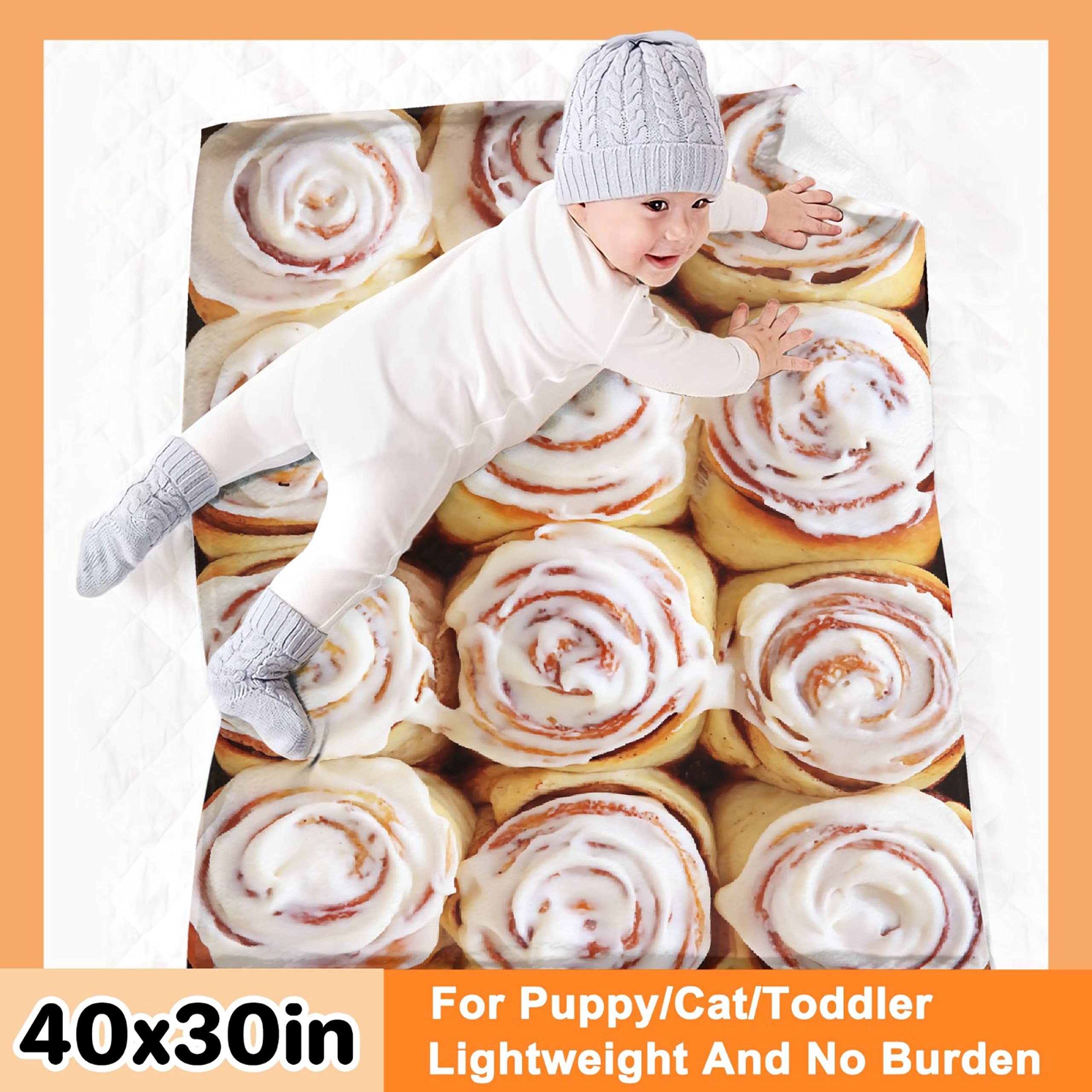 Soft Cinnamon Roll Fleece Blanket - Lightweight Flannel Throw for All Seasons, 120