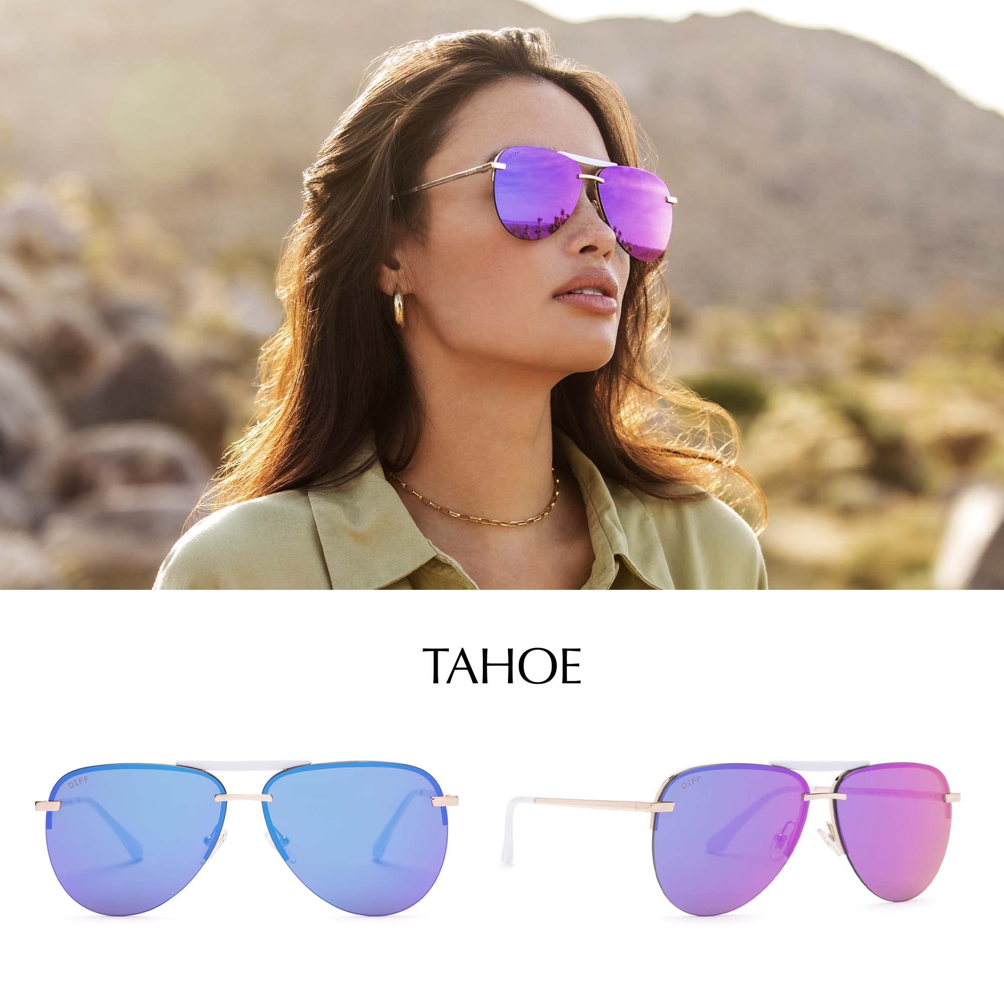 DIFF Tahoe Designer Oversized Aviator Sunglasses for Women - UV400 Protection, Gold Frames - Perfect for Beach, Driving & Outdoor Activities