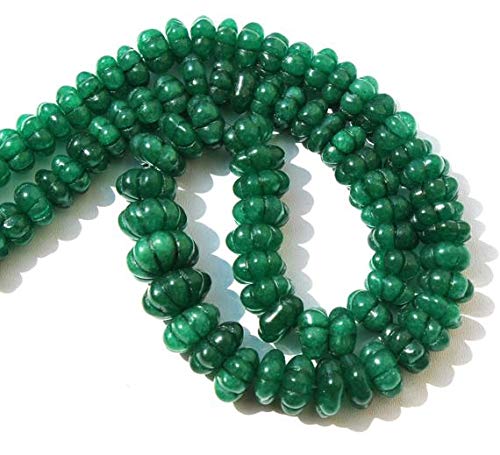 16.5 Inch Natural Green Quartz Carved Melon Beads (8-12mm) for Jewelry Making, DIY Crafts, and Boho Fashion Accessories