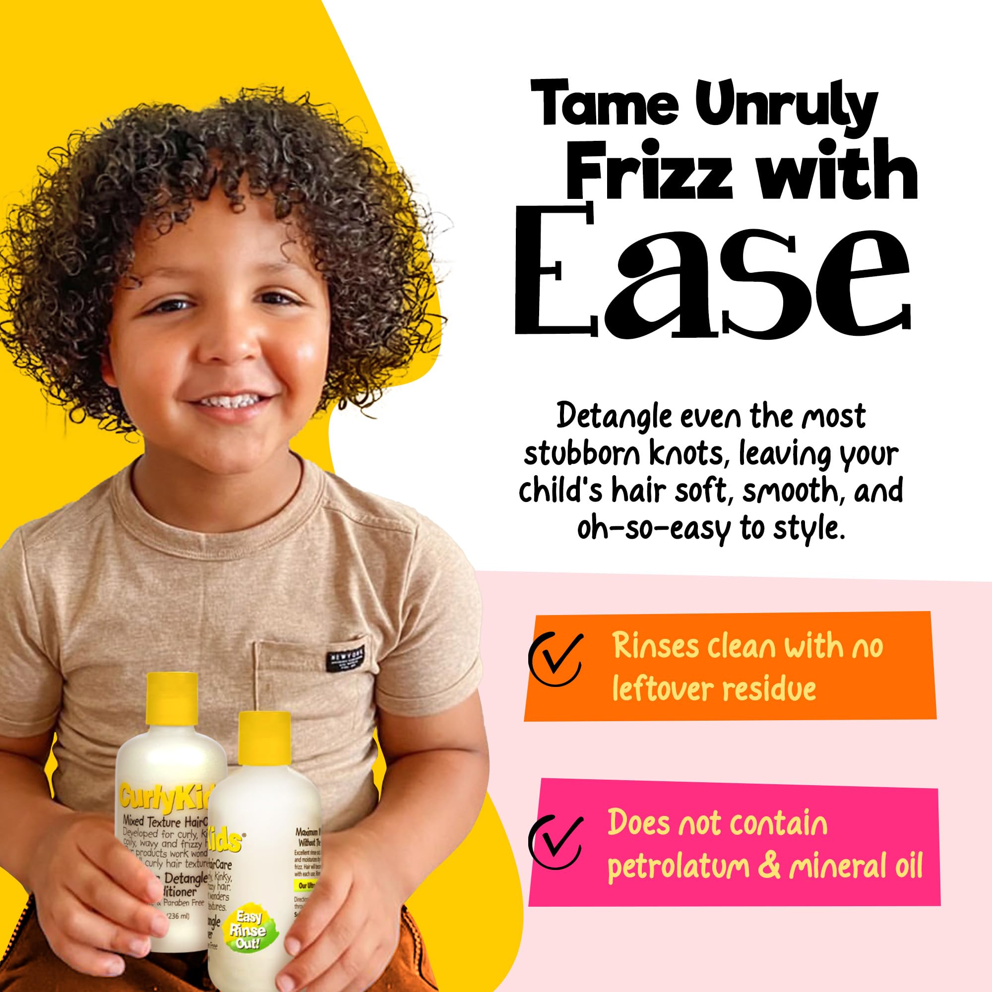 CurlyKids Super Hair Detangler Conditioner for Kids - Sulfate & Paraben-Free Formula for Curly, Kinky & Wavy Hair | 8oz | Gentle Daily Hair Care for Soft, Tangle-Free Locks | Perfect for School, Play & Special Occasions