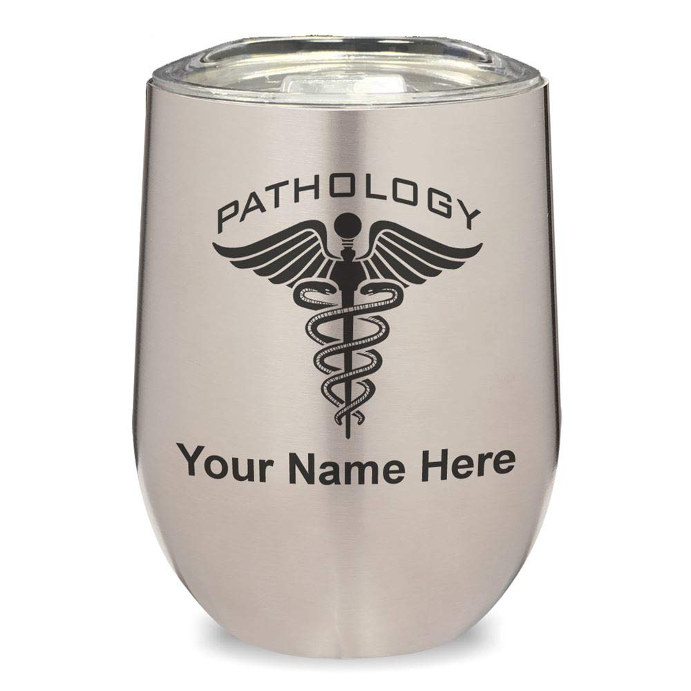 LaserGram Double Wall Stainless Steel Wine Glass Tumbler with Personalized Engraving - 18oz Insulated Stemless Wine Cup for Red, White & Rosé - Perfect for Gifts, Parties, Picnics & Outdoor Dining (Stainless Steel)