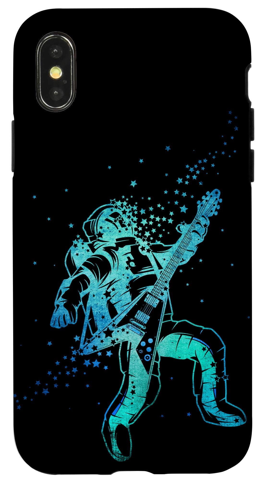 iPhone X/XS Blue Astronaut Playing Guitar Phone Case - Durable Protective Cover for iPhone X/XS - Perfect for Music Lovers & Space Enthusiasts