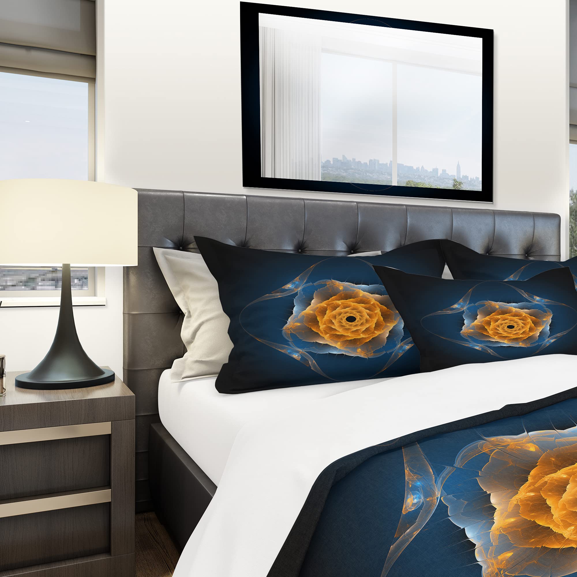 Blue Nautilus Shell Duvet Cover Set King - Modern Abstract Bedding for All Seasons