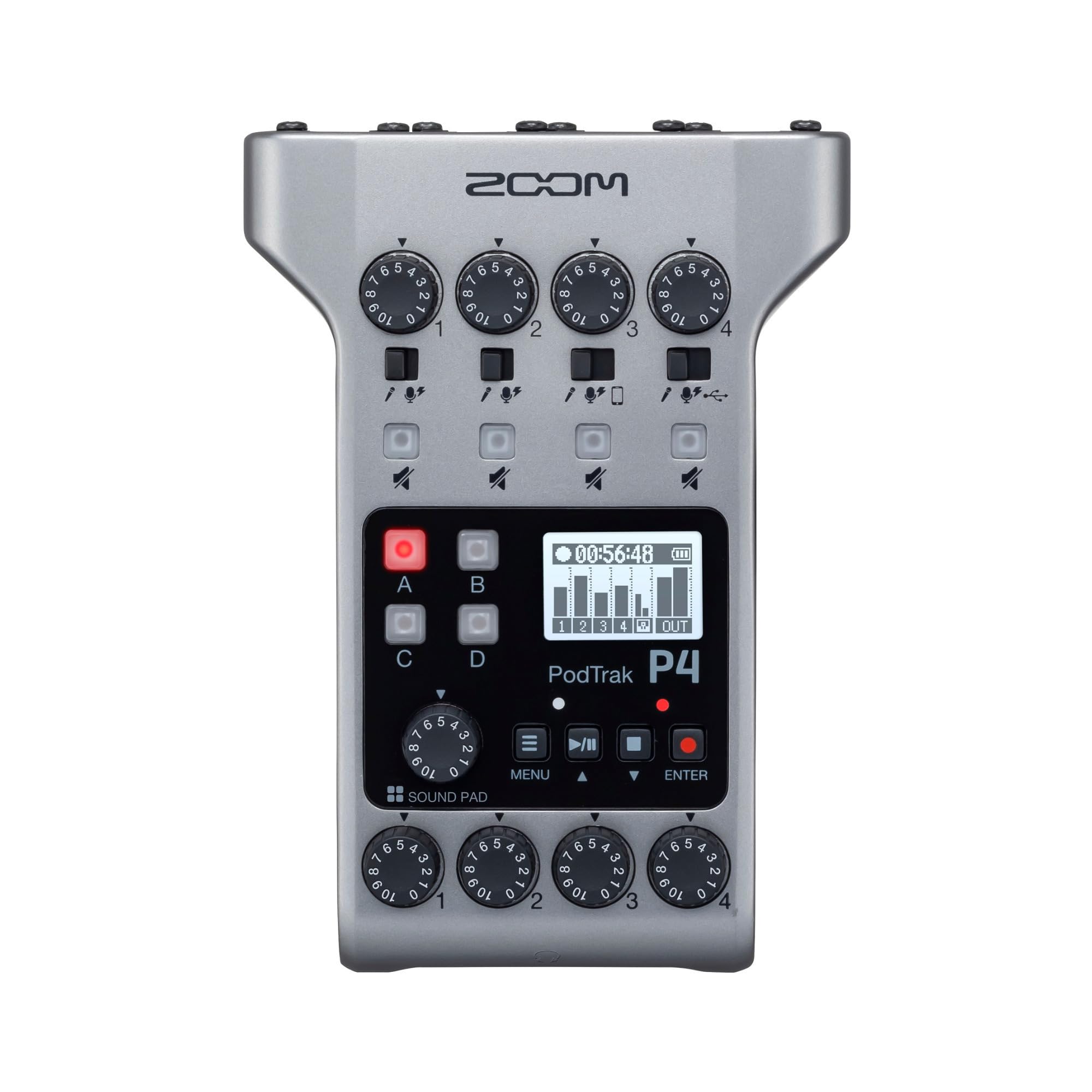 Zoom PodTrak P4 Portable 4-Track Podcast Recorder with ZDM-1 Mic Bundle - Professional Podcasting Kit for Home Studio & On-the-Go Recording (Perfect for Interviews, Voiceovers & Content Creation)