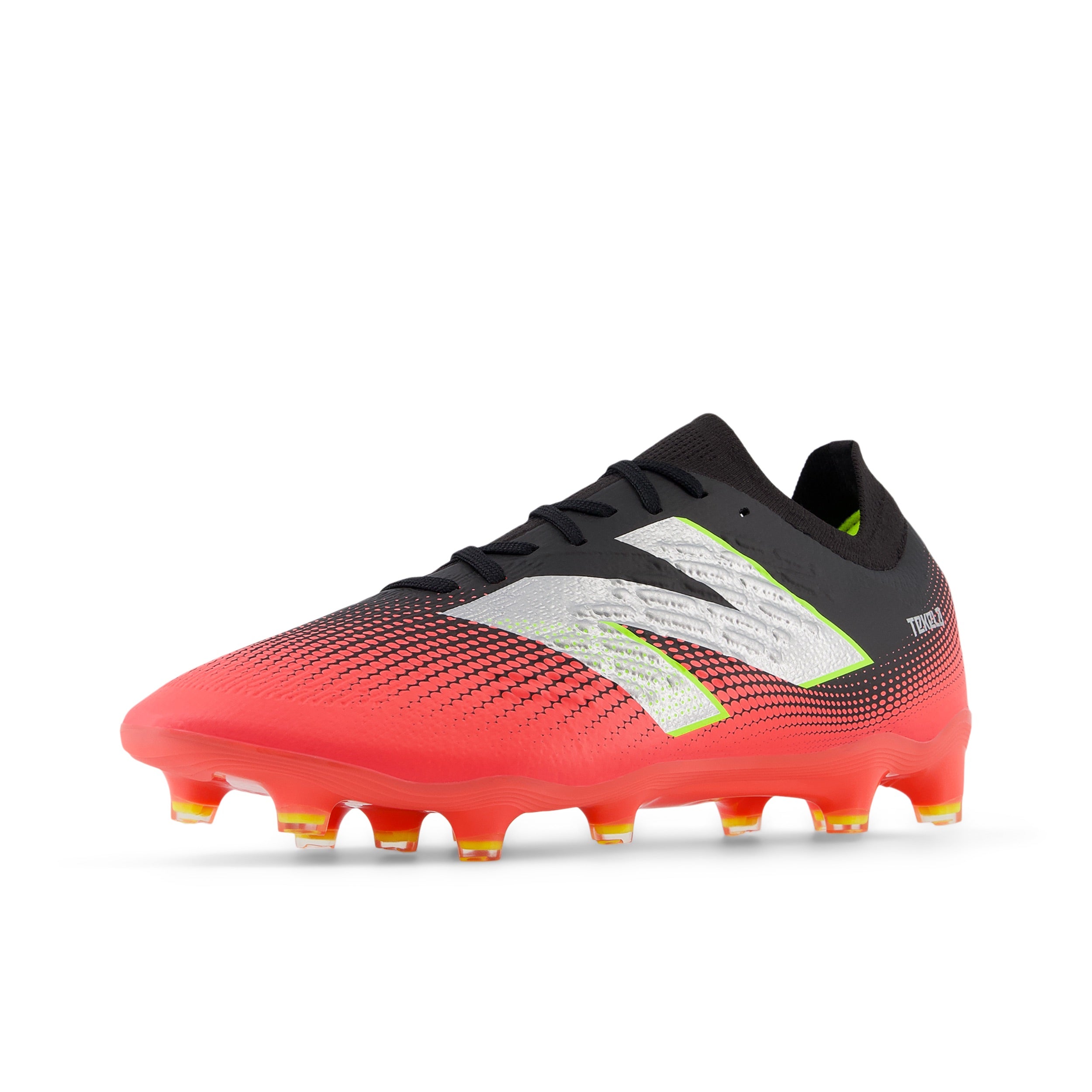 New Balance Tekela Magia Low Laced V4+ FG Soccer Cleats for Men - Black/Energy Red/Hi Lite - Lightweight Football Shoes for Artificial Grass & Firm Ground - Perfect for Training & Match Play