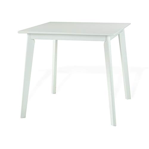 Modern Solid Wood Wickerix Dining Set - 2 Yumiko Chairs & Square Table with Padded Seats (White Frame & Light Gray Cushion) | Perfect for Kitchen, Breakfast Nook & Small Space Dining Areas