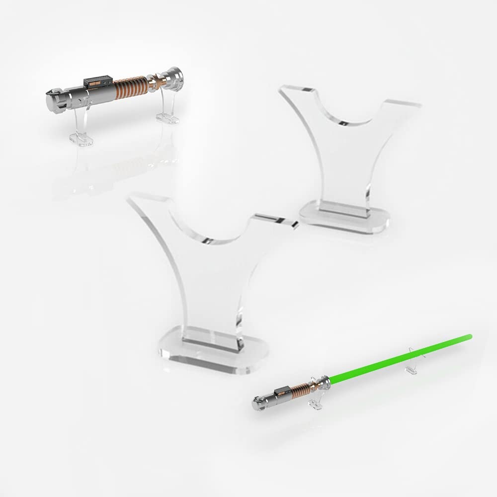 Premium Acrylic Lightsaber Stand & Knife Display Stand - Transparent Pair for Collectible Lightsabers, Swords & Knives - Perfect for Home Decor, Antique Cottage Style & Star Wars Fan Collections