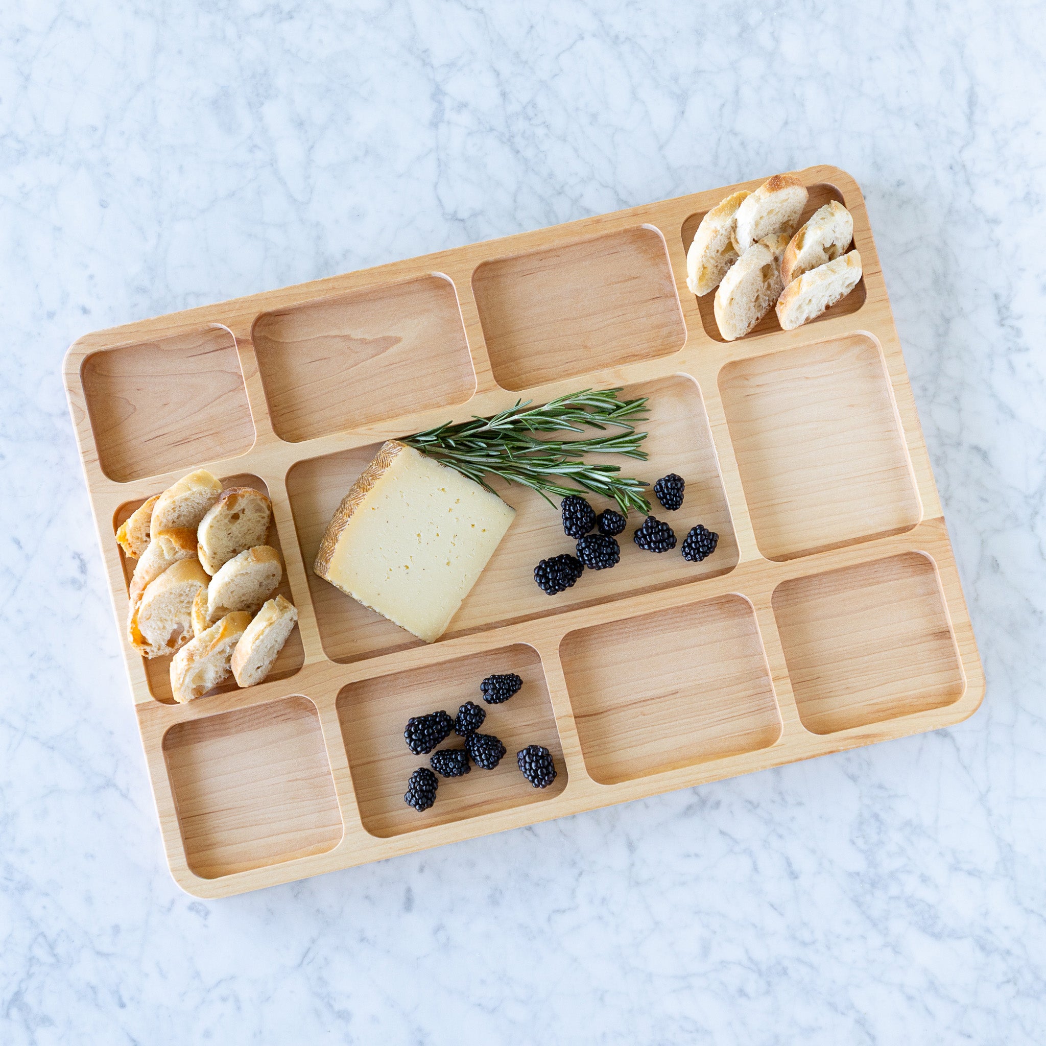 Ash Divided Serving Board - Elegant Wooden Charcuterie Tray for Cheese, Fruits & Appetizers | Perfect for Entertaining, Parties & Home Dining