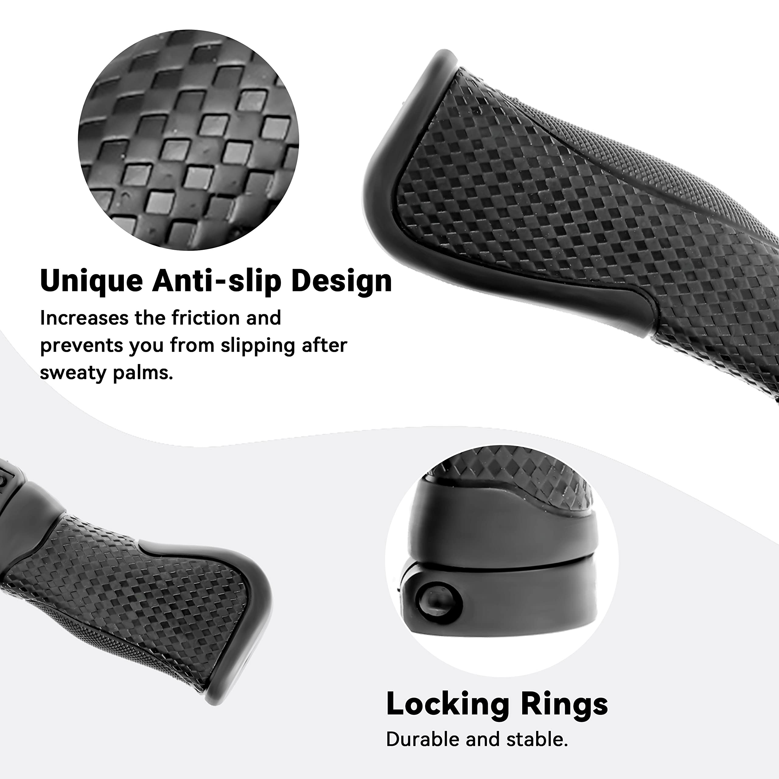 Himiway Ergonomic Lock-On Bike Handlebar Grips - Non-Slip Rubber Bicycle Handle Grip for E-Bike, Scooter & Foldable Bicycle - Perfect for Commuting, Mountain Biking & Urban Riding