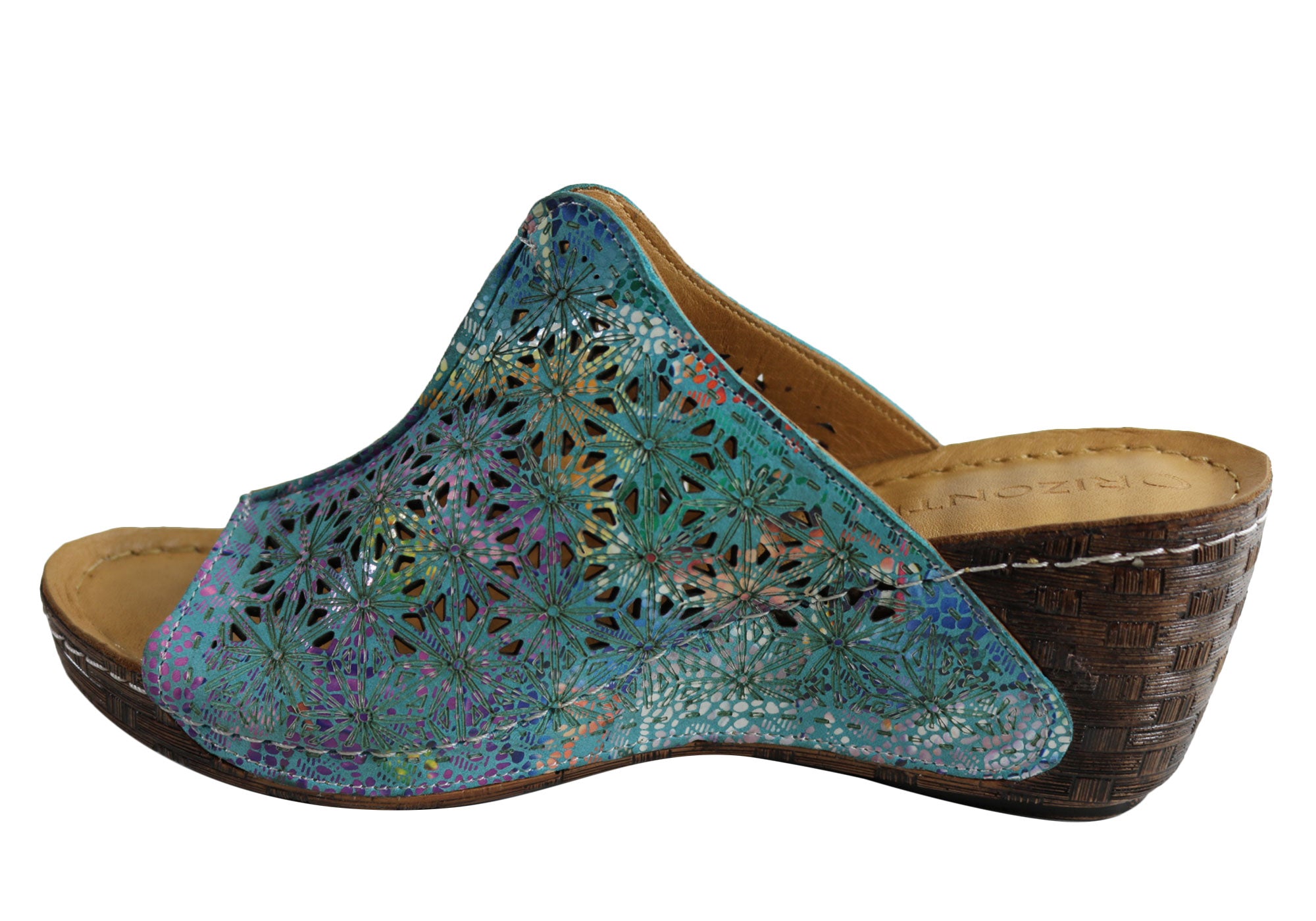 Orizonte Deb Women's European Leather Comfortable Wedge Slide Sandals - Stylish & Supportive for Summer, Beach, and Casual Outings