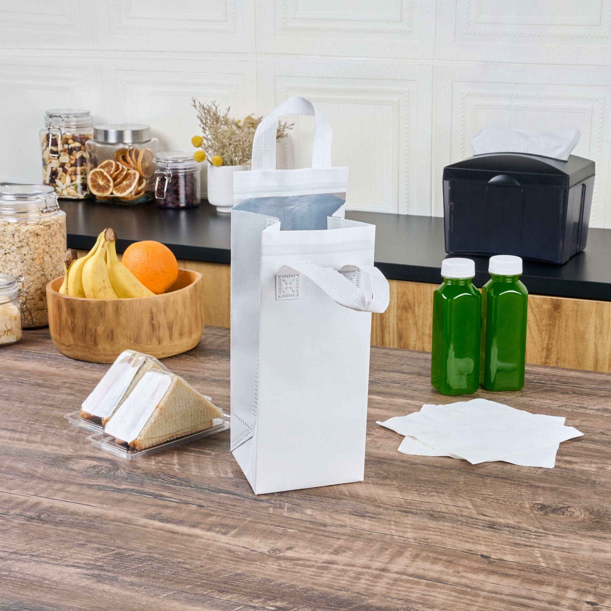 White Insulated Take Out Bag - Tamper Evident Food Delivery Containers (4.75