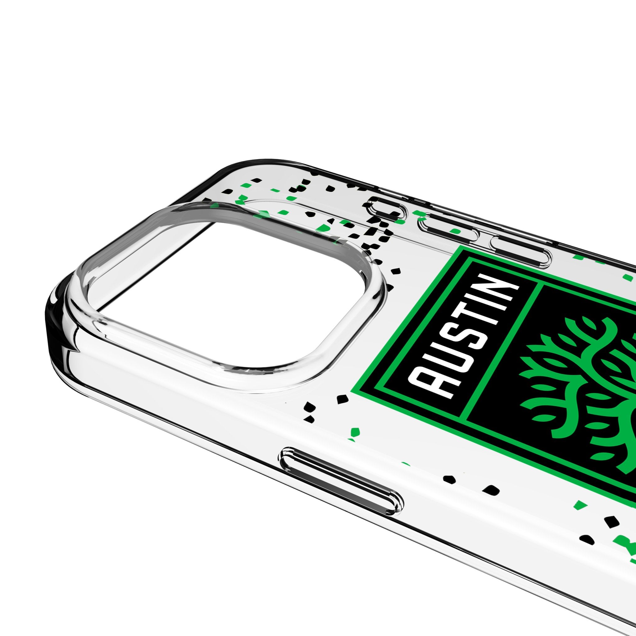 Austin FC Confetti Clear Phone Case for Apple iPhone 15/14/13/12/11 - Shatterproof Protective Cover with Team Logo - Perfect for Soccer Fans & Game Day Accessories