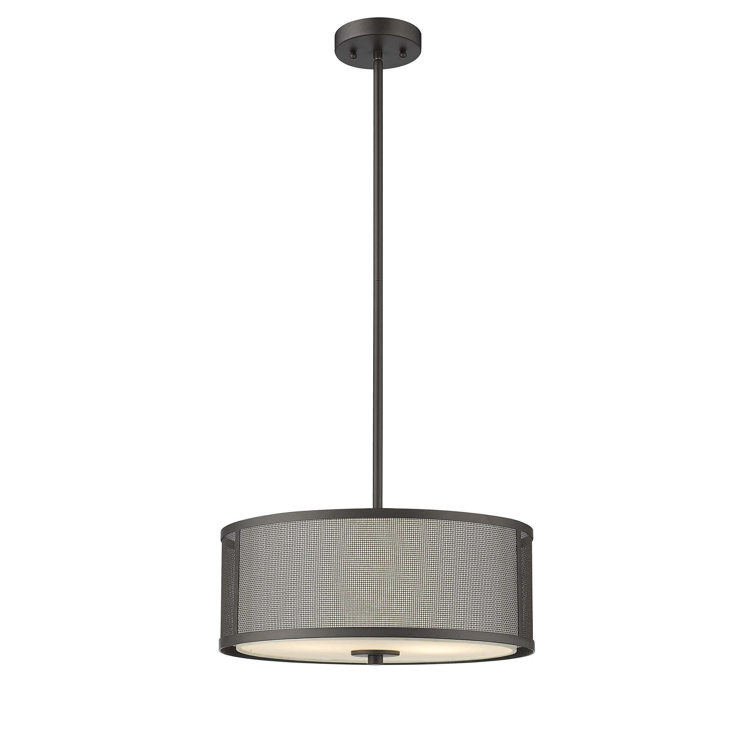 Transitional 3-Light Rubbed Bronze Ceiling Pendant Fixture - 16 Inch Wide - Perfect for Dining Room, Kitchen Island or Entryway Lighting