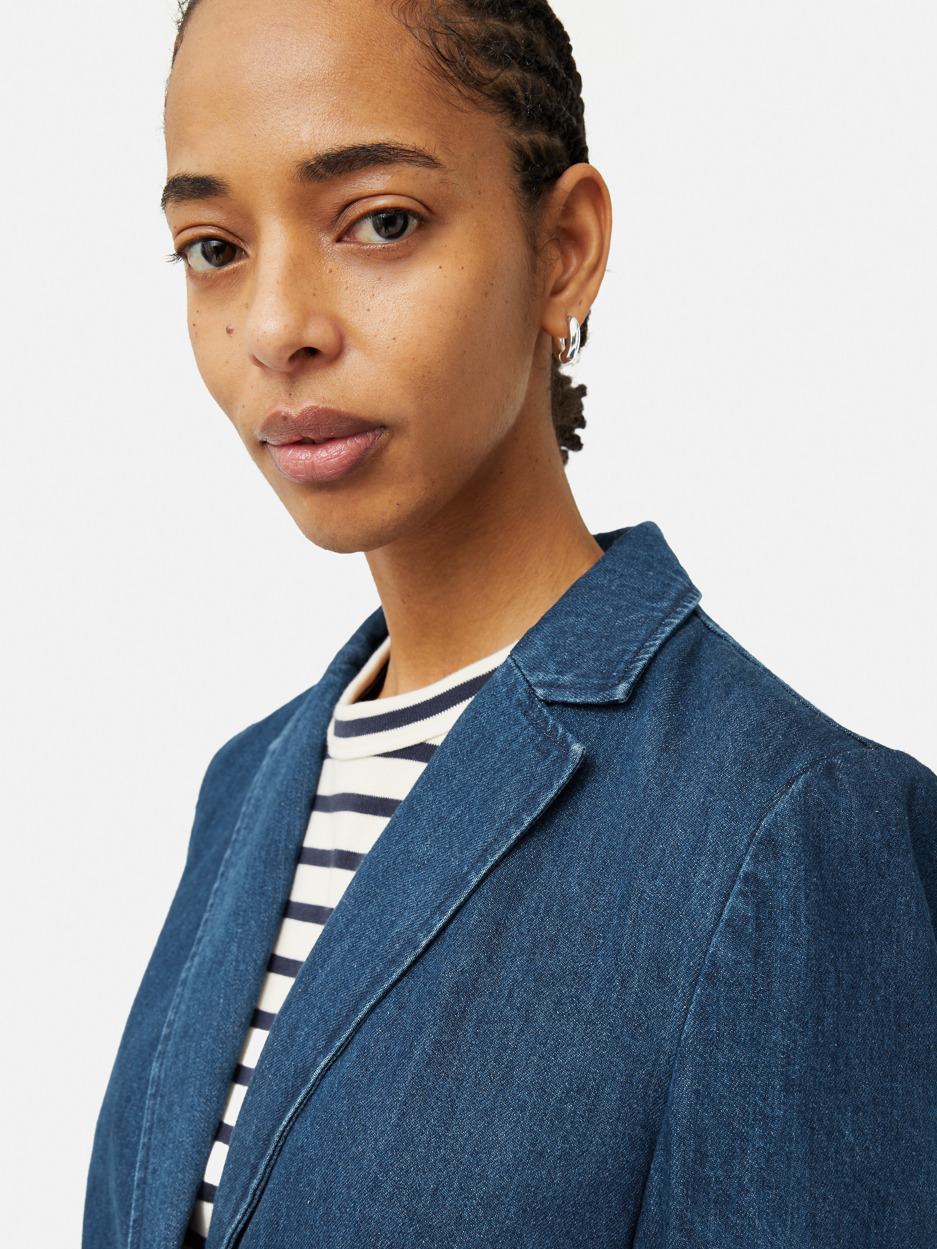 Premium Denim Tailored Jacket for Women - Classic Indigo Wash, Slim Fit Blazer Style | Perfect for Office Wear, Casual Outings & Date Nights