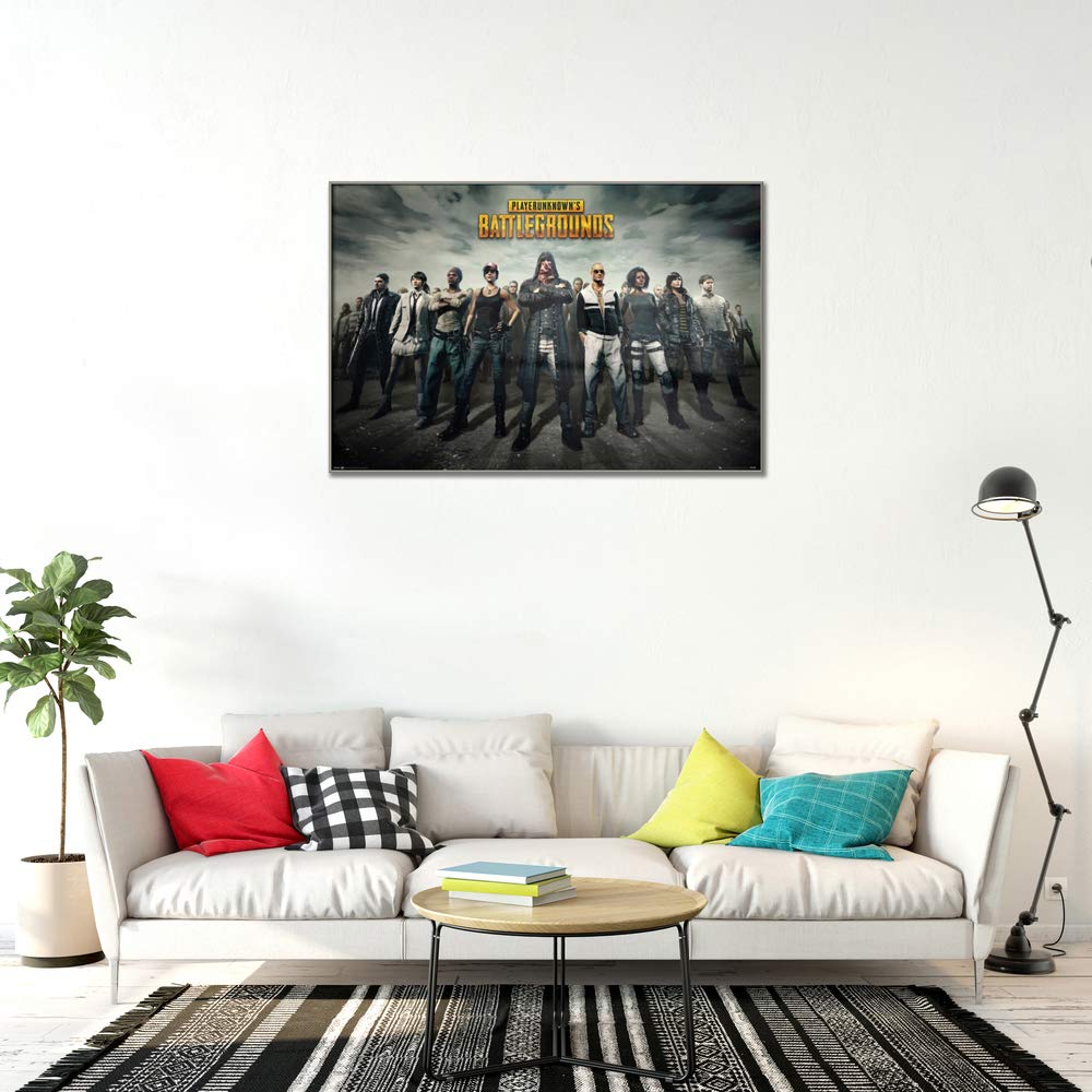 PUBG Framed Gaming Poster - 36x24 Inches Battle Royale Character & Squad Wall Art for Gamers | Perfect for Gaming Room, Man Cave & Esports Decor