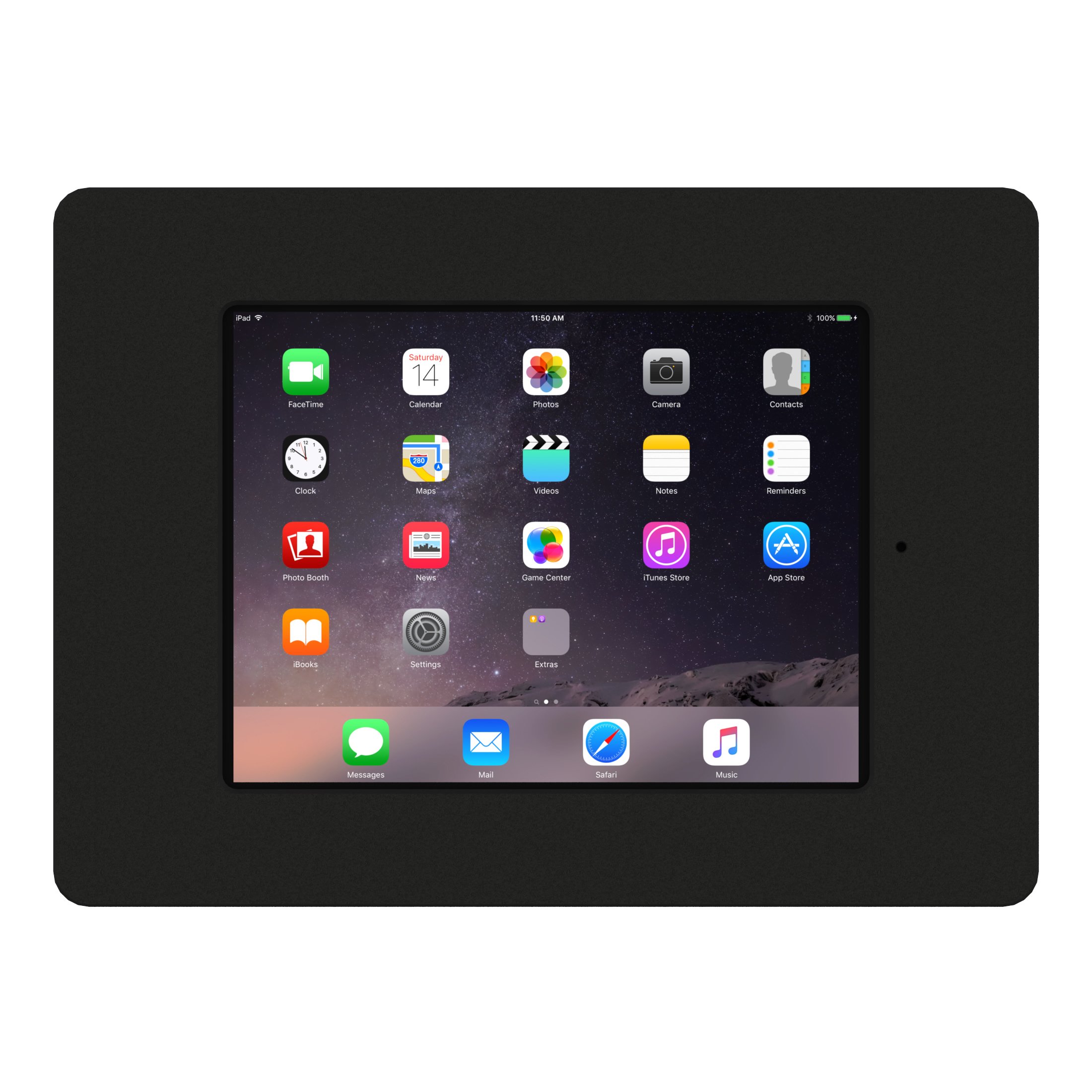 VidaMount Black Home Button Covered Enclosure & Tilting Removable Glass Mount for iPad Mini 1/2/3 - Secure Tablet Stand for Home, Office, and Travel Use