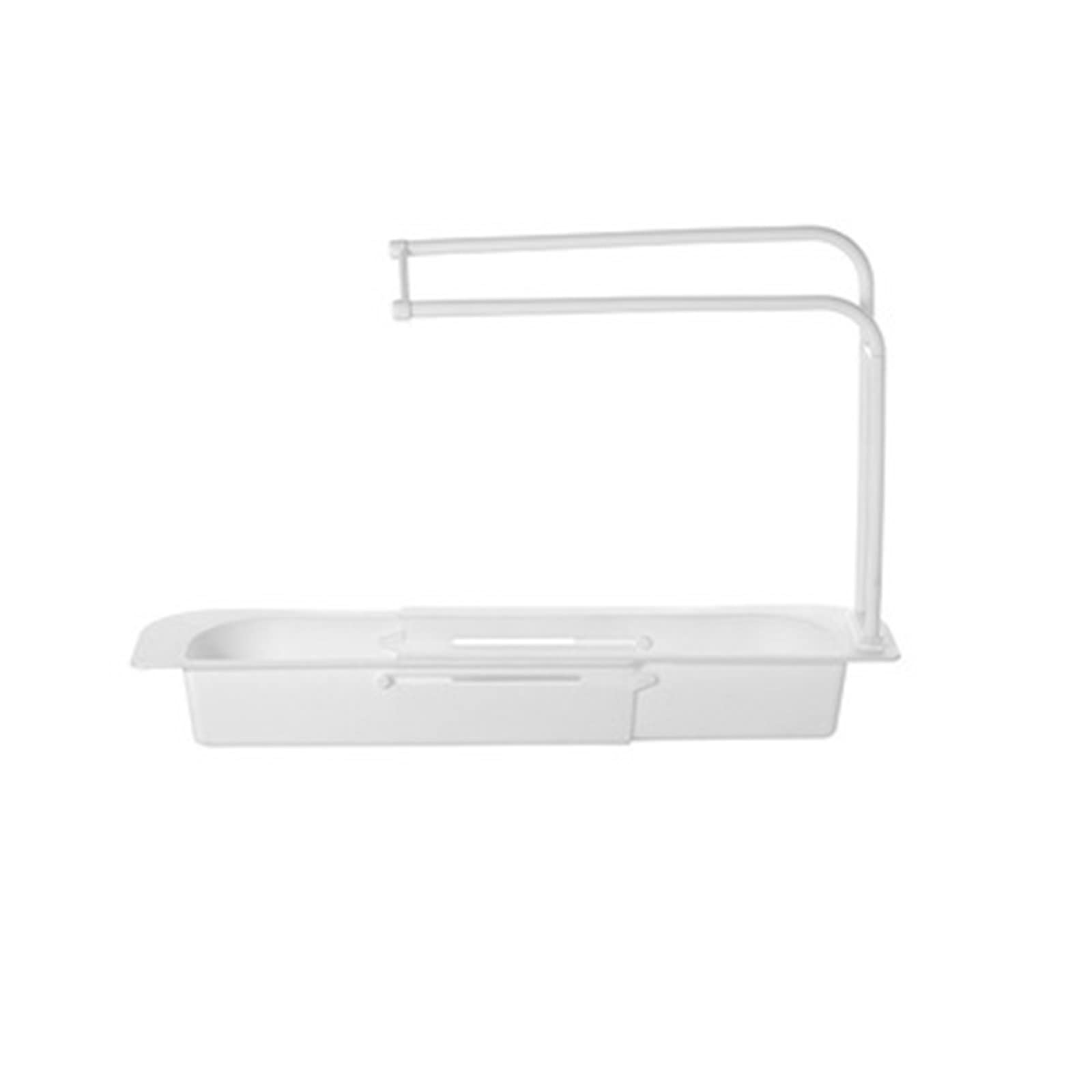 Stainless Steel Retractable Sink Rack & Pot Brush Holder - Over The Sink Shelf Organizer for Kitchen Sponges, Brushes & Cleaning Supplies | Space Saving Solution for Small Kitchens & RVs