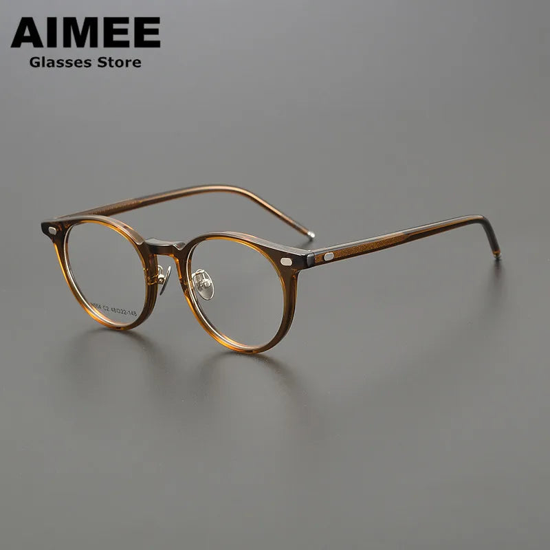Stylish Aimee Unisex Full Rim Round Square Acetate Titanium Eyeglasses Frame 19004 - Perfect for Work, Reading & Fashion Accessories