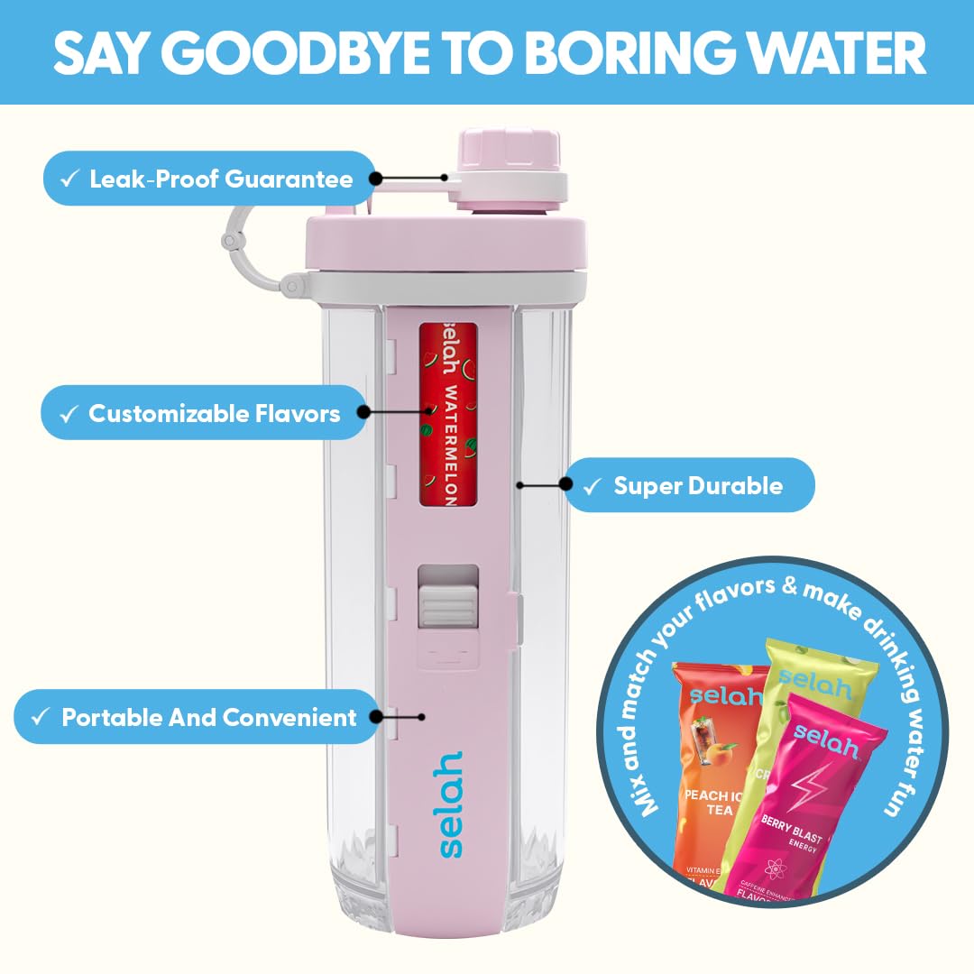 Selah Sugar-Free Vitamin Water Bottle - 20oz with Flavor Pods for Energy & Sports Drinks
