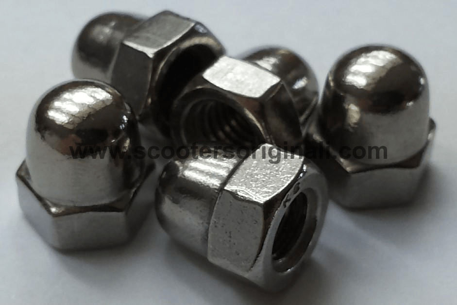 Stainless Steel M6 6mm Cap Nut for Lambretta & Vespa Scooters - Durable Motorcycle Hardware Replacement Part for Classic Italian Scooter Restoration and Maintenance