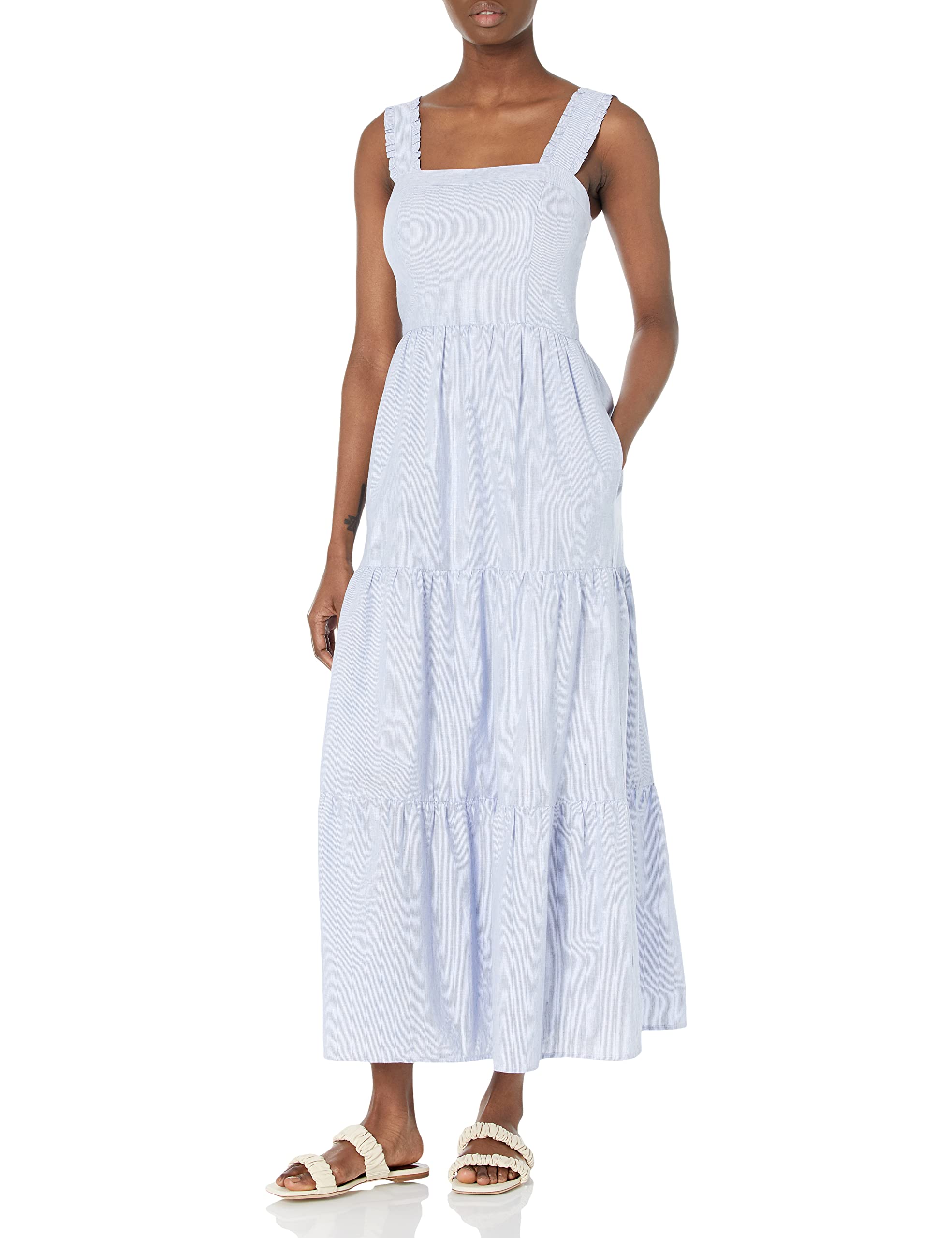 Maggy London Women's Floral Apron Top Tiered Maxi Dress - Elegant Summer Casual Wear for Brunch, Garden Parties & Beach Vacations