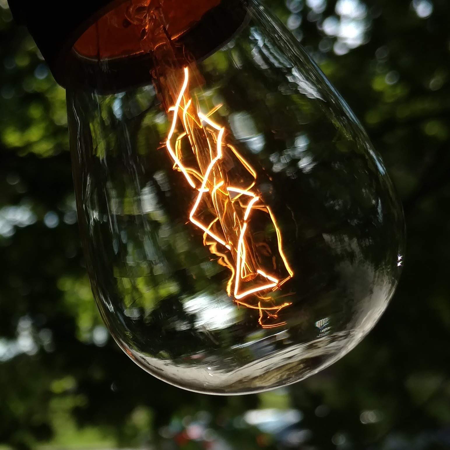 50ft Commercial Outdoor Edison Bulb String Lights - 25 Sockets with S14 Zig Zag 11W Bulbs - E26 Base for Patio, Garden, Restaurant & Wedding Decor