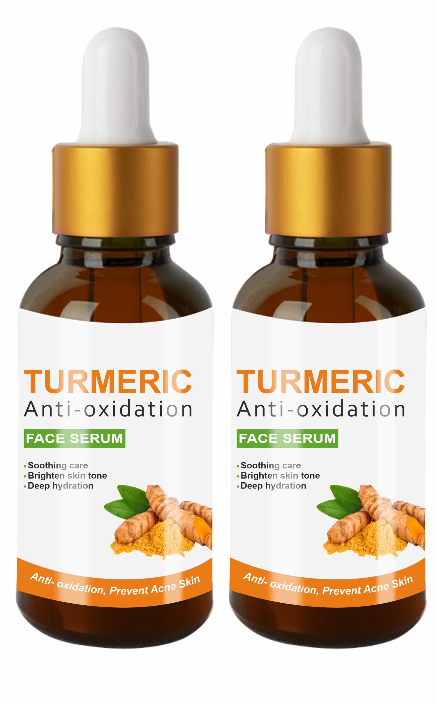 Organic Turmeric Anti-Oxidation Face Serum for Brightening & Hydration - 2 Pack (30ml Each) | Fast Absorbing, Non-Greasy Formula with No Parabens or Harsh Chemicals | Perfect for Daily Skincare & Anti-Aging Routine