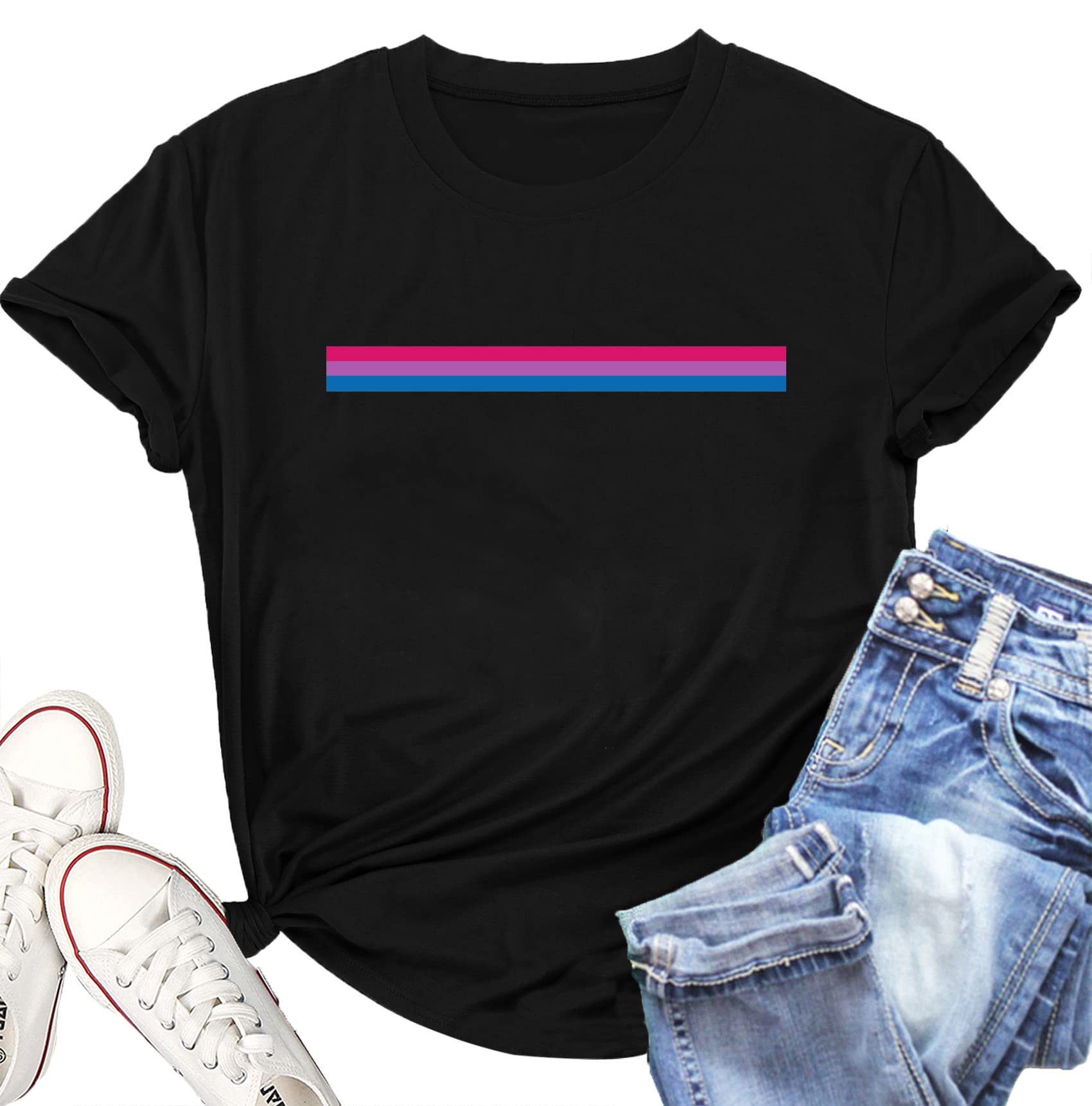 Women's Gay Pride T-Shirt - Rainbow Graphic Tee Short Sleeve LGBT Top for Lesbian & LGBTQ+ Community | Perfect for Pride Parades, Festivals & Everyday Wear