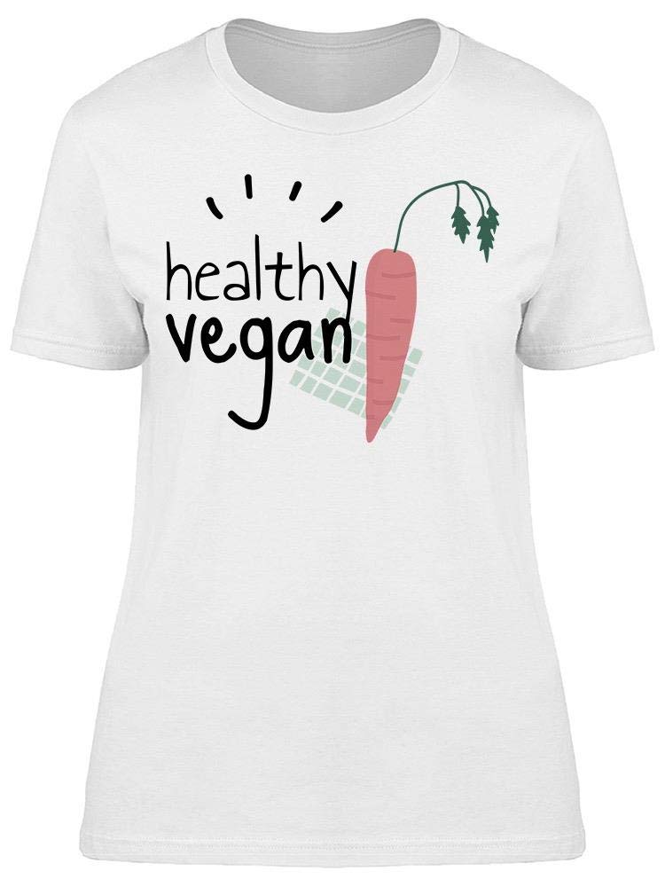 Smartprints Healthy Vegan Sticker Tee for Women - Eco-Friendly Cotton T-Shirt with Unique Designs | Perfect for Casual Wear, Gym, and Sustainable Fashion