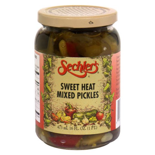 Sechlers Sweet Mixed Heat Pickles - Crunchy & Tangy Pickle Slices for Burgers, Sandwiches & Snacking - Perfect for BBQs, Picnics & Charcuterie Boards