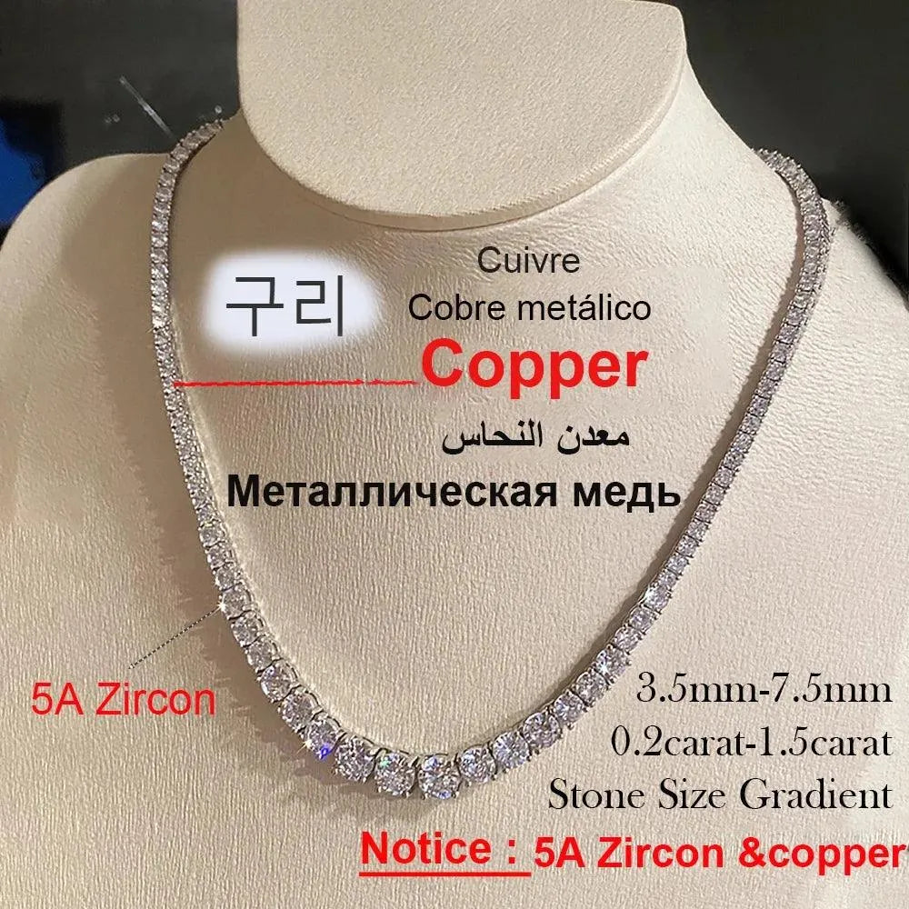 Moissanite Tennis Necklace for Women - 925 Silver Plated 18K Gold, 3.5mm Graduated Diamond Cut Stones with GRA Certificate | Elegant Jewelry Gift for Anniversary, Wedding & Special Occasions