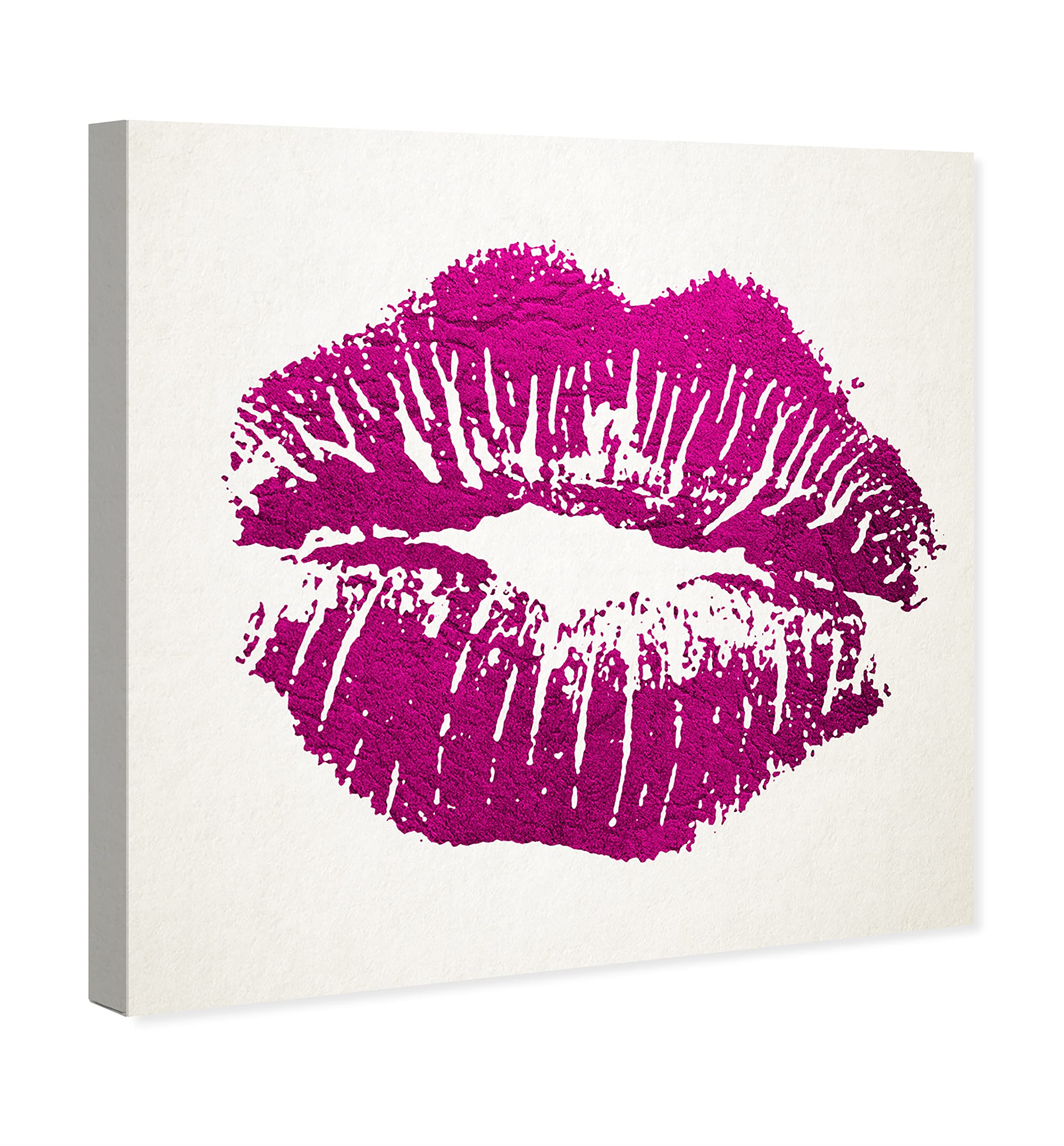 Wynwood Studio Fashion & Glam Contemporary Canvas Wall Art - Purple Lipstick Print, 12x12 Inches, Pink & Purple Home Decor for Living Room, Bedroom, Bathroom | Perfect for Modern Apartment & Office Decoration