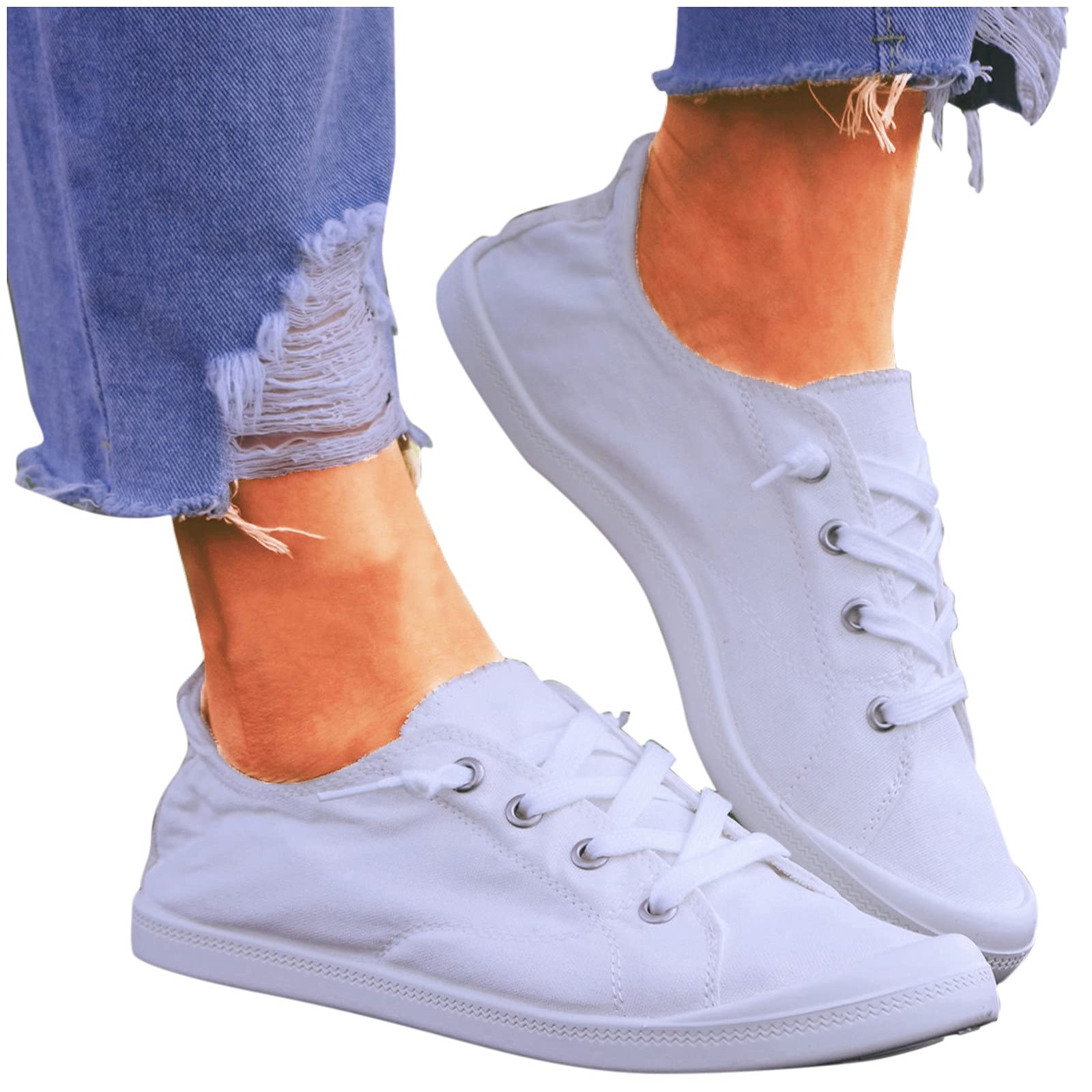 Women's Casual Canvas Sneakers - Cute Low Top Comfortable Lightweight Fashion Shoes for Everyday Wear | Perfect for Walking, Running Errands & Street Style Outfits