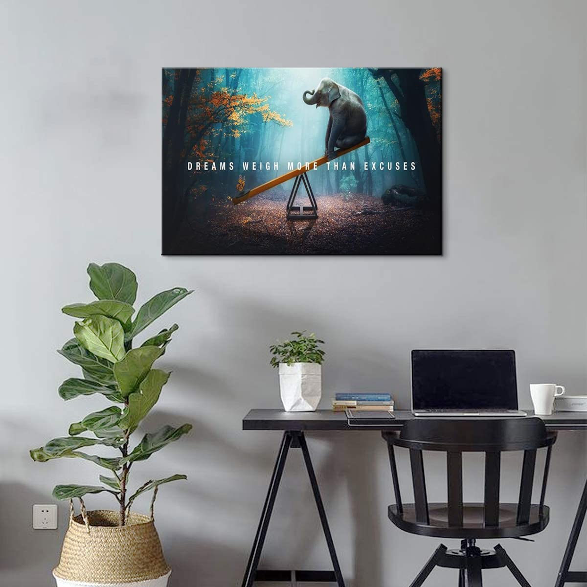 YOUHONG Motivational Wall Art Canvas - Dreams Weigh More Than Excuses Inspirational Quote Decor for Office, Classroom & Home (28x40 Inches) - Perfect for Workspaces, Study Rooms & Living Areas
