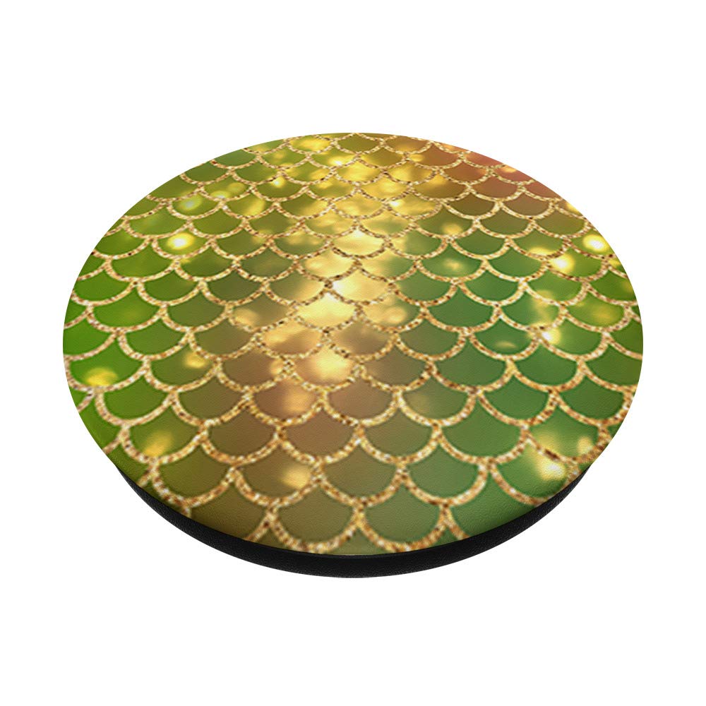 Mermaid Scales Phone Grip Stand - Yellow Green Black Design for Phones & Tablets, Perfect for Daily Use, Travel, and Work