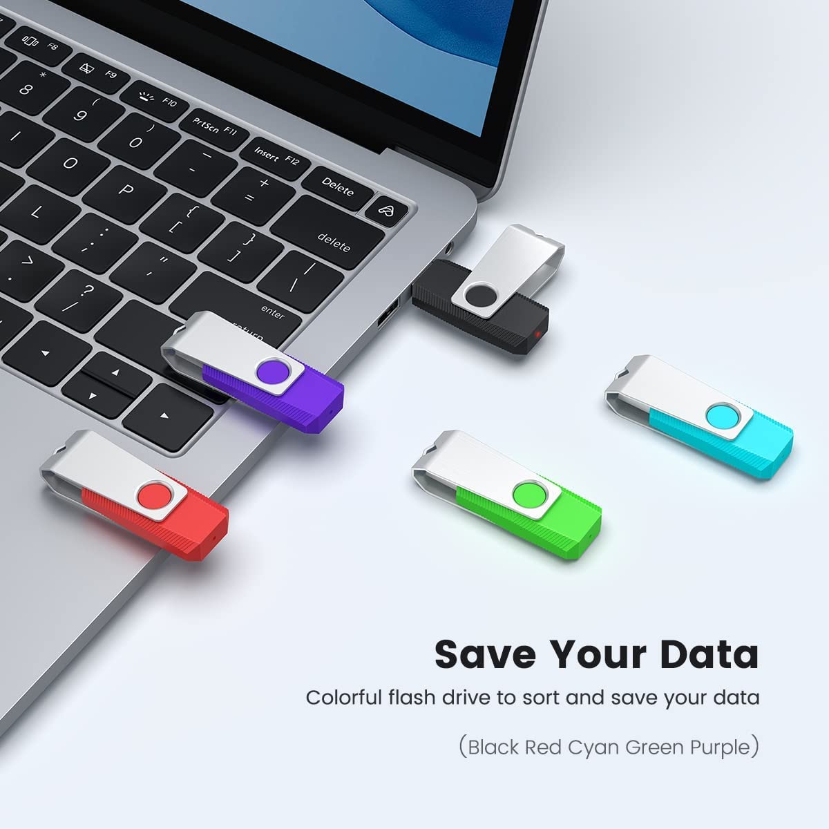 5-Pack 128GB USB 3.0 Flash Drives - Mixed Colors for Computer & Data Storage
