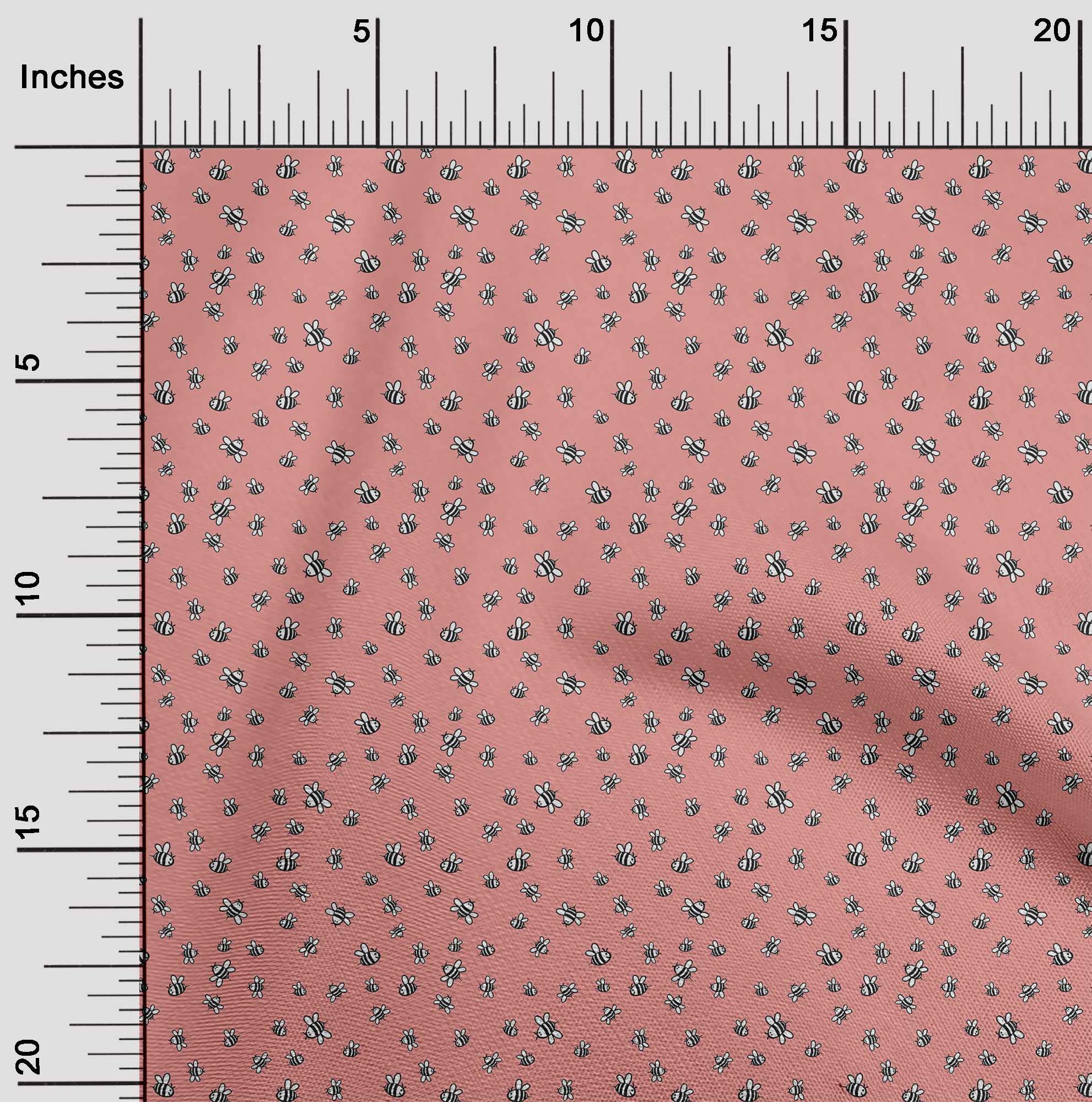 oneOone Cotton Poplin Pink Honey Bees Print Fabric by The Yard - 42 Inch Wide Soft Dress Material for DIY Clothing, Quilting & Home Decor Projects