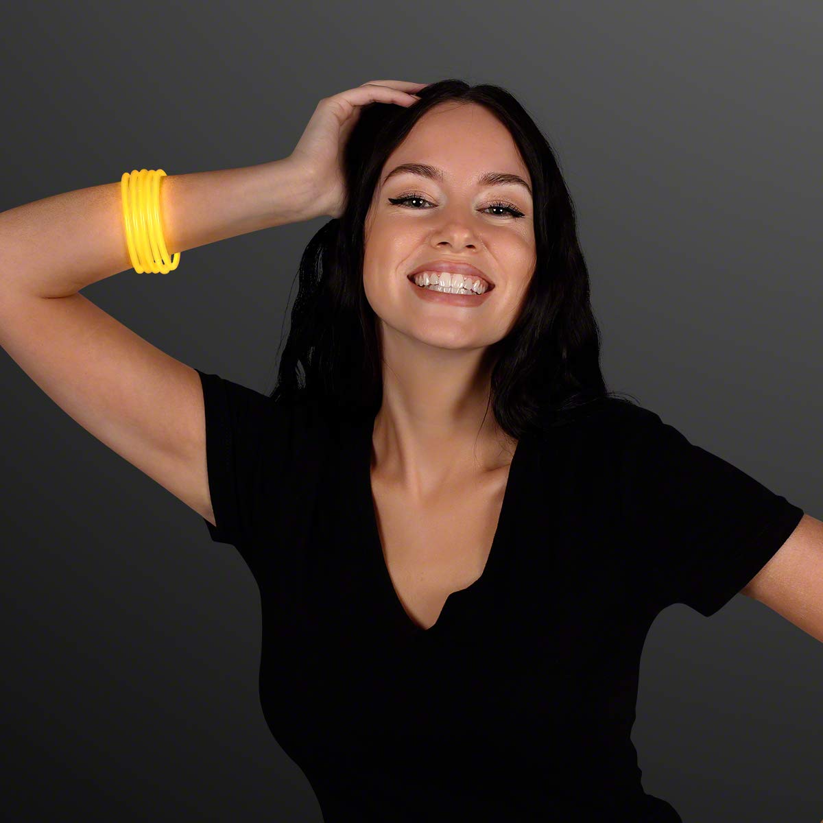 Premium Glow Bracelets - 8 Inch Yellow Flashing LED Party Bracelets (Pack of 100) for Raves, Concerts, Festivals & Night Events