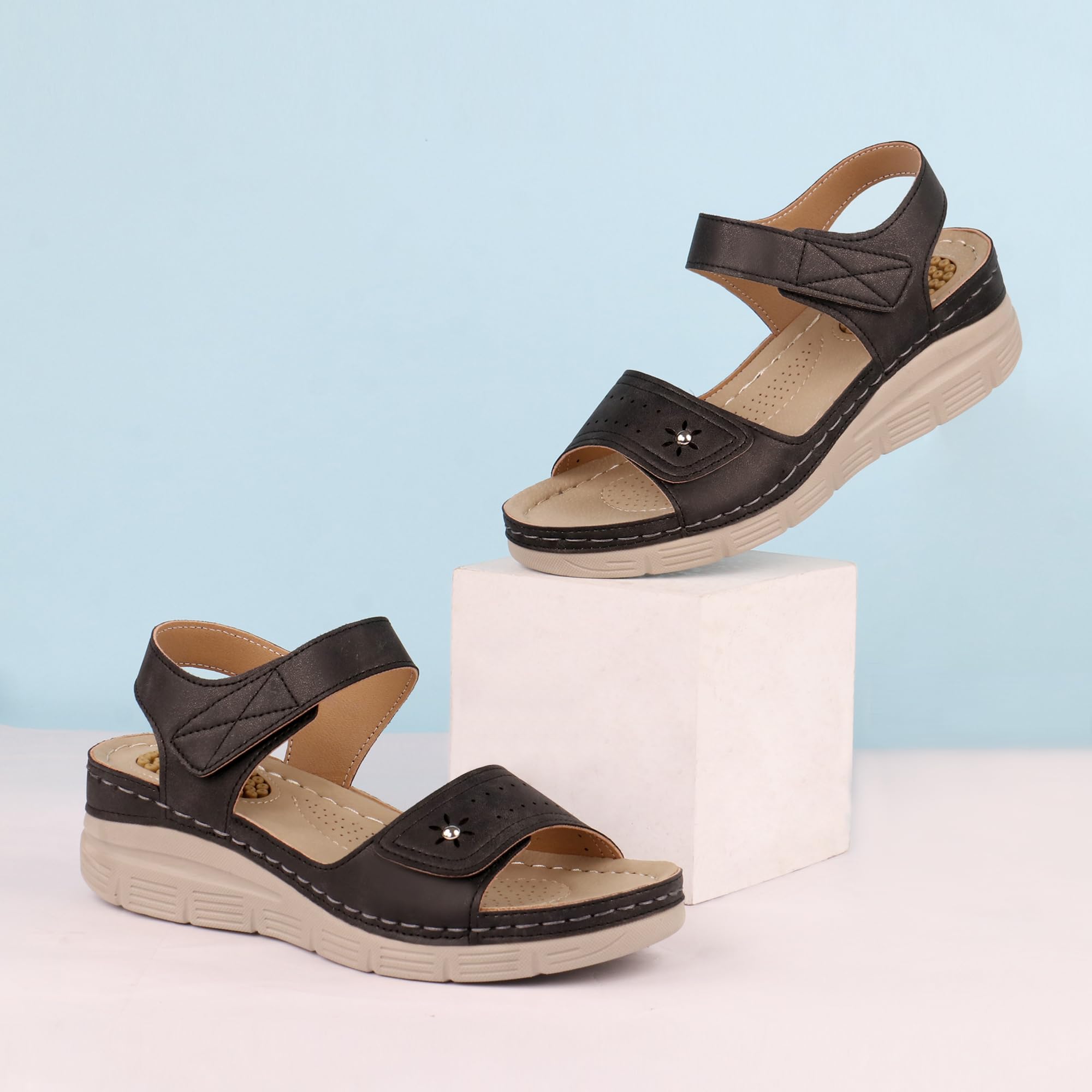 JABASIC Women's Comfortable Orthotic Walking Sandals with Arch Support - Perfect for Travel, Hiking & Everyday Wear