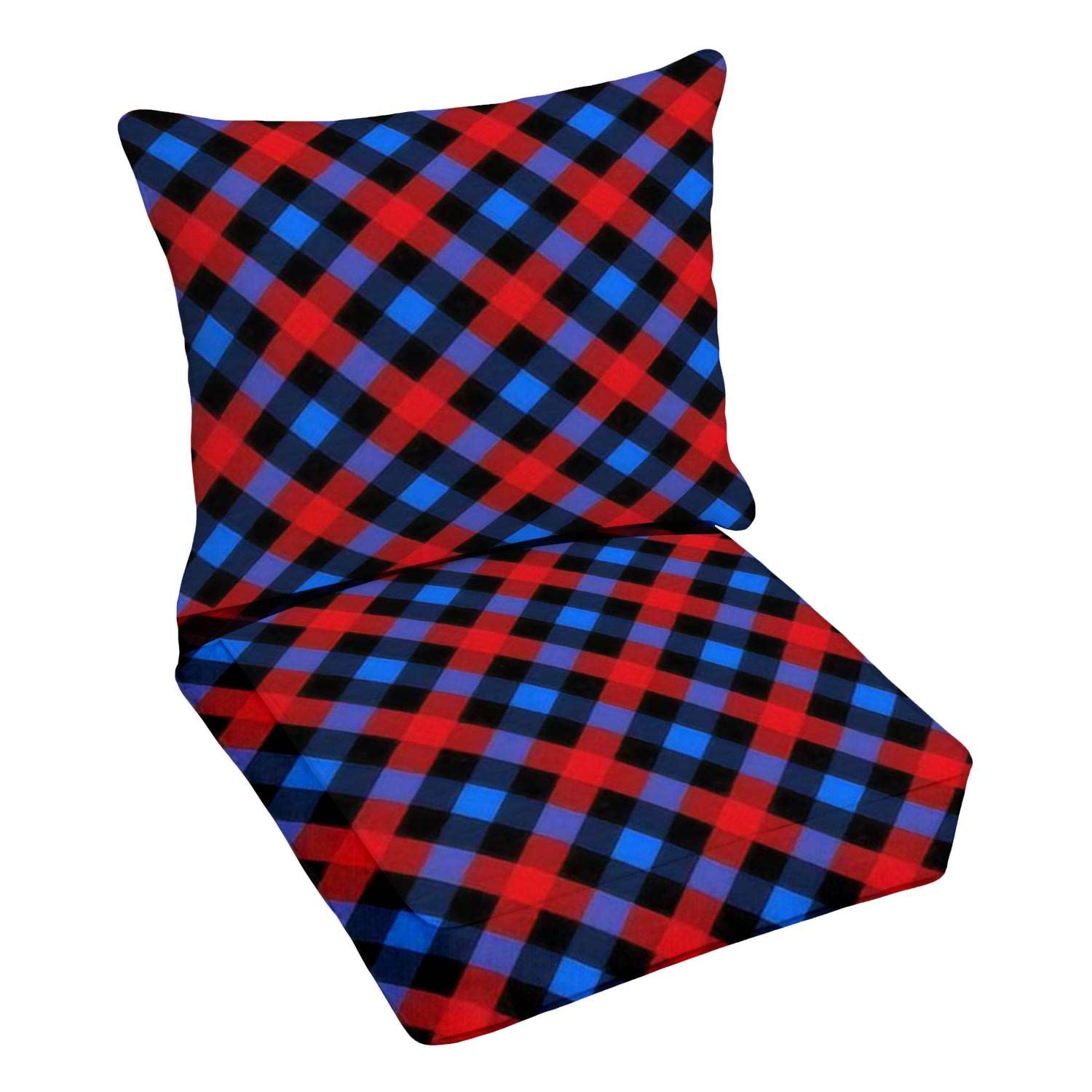 Premium Outdoor Deep Seating Cushion Set - Buffalo Plaid Tartan Pattern - Waterproof Replacement Cushions for Patio Lounge Chairs - Perfect for Backyard, Deck & Poolside Relaxation