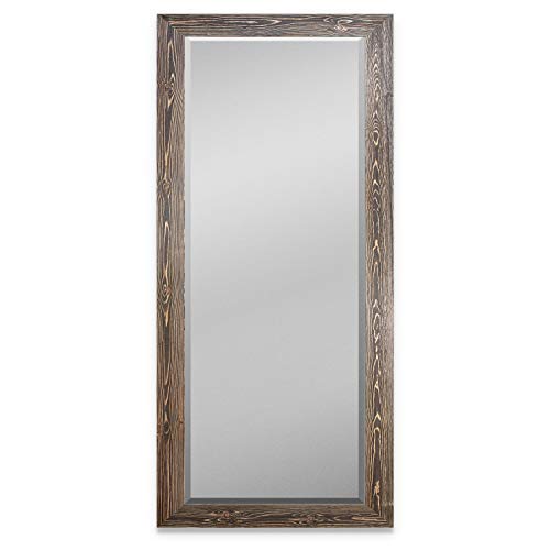 61x25 Inch Full Body Mirror with Walnut Wood Frame - Dark Room Standing Wall Mirror for Bedroom, Living Room & Bathroom | Farmhouse Boho Decor | LT07 Model | Perfect for Vanity, Dressing Area & Home Gym